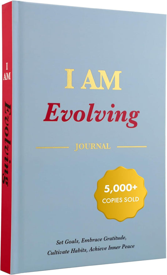 iAmEvolving Personal Growth Journal: Set Goals, Embrace Gratitude, Cultivate Habits, Achieve Inner Peace - Undated, A5, 288 Pages, Hardcover, Columbia Blue