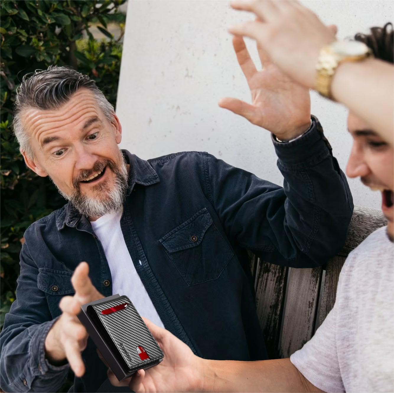 RUNBOX Novelty Wallet for Men Slim 11 Credit Card Holder Slots Leather RFID Blocking Small Thin Men's Wallet Bifold Minimalist Front Pocket Large Capacity Gift Box