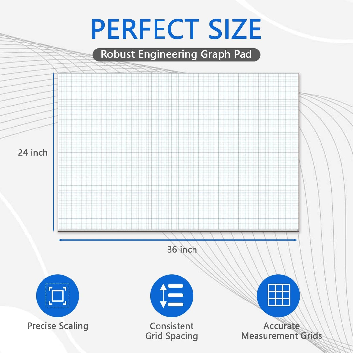 Graph Paper Pad - 30 Sheets/60 Pages, 24" x 36" Large Graph Paper 1" and 1/4" Blue Grid Paper for Engineer Architect Designer Mathematician Draftsmen Sketch House Commercial Building Plan Drafting