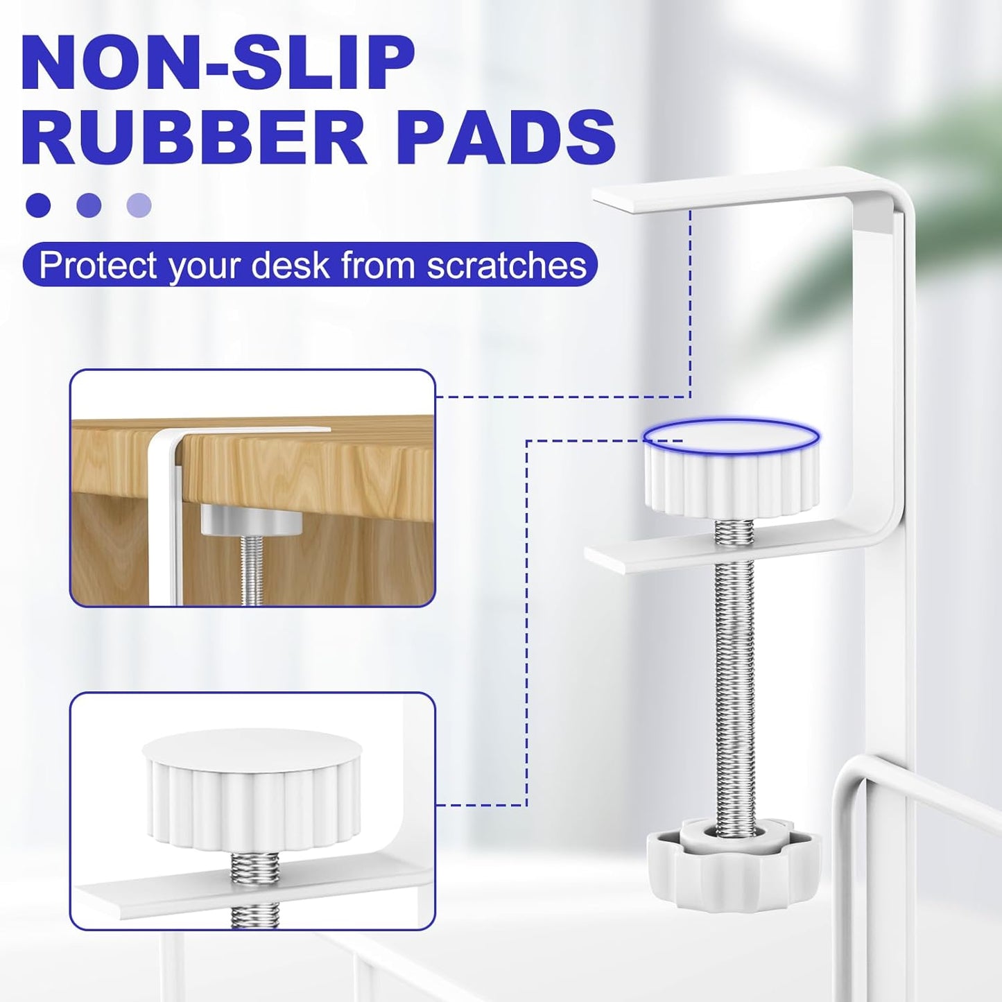 Under Desk Cable Management Tray, 15.7'' White No Drill Steel Desk Cable Organizers, Wire Management Tray Cable Management Rack, Desk Cable Tray with Wire Organizer White(2 pack)
