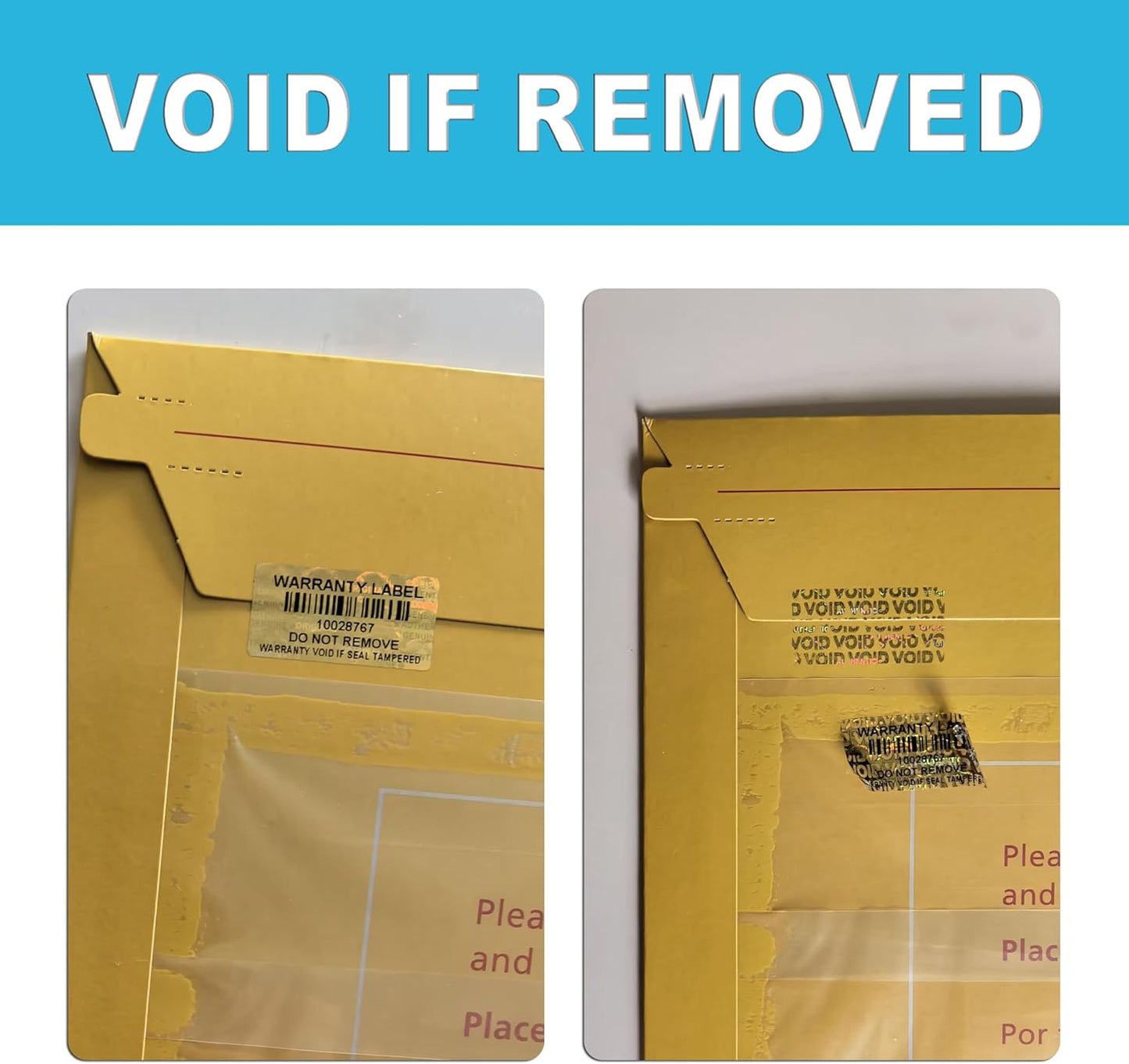 520pcs Tamper Evident Proof Stickers with Barcode Hologram Security Labels Genuine Warranty Seal with Unique Serial Number(1.2 X 0.6 Inch Gold)