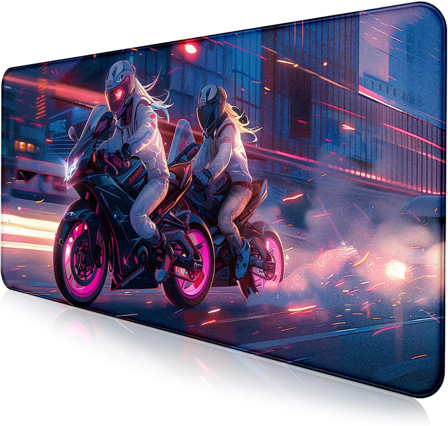 Anime Knight Motorcycle Mouse Pad Large Cool Sports Car Office Men's and Women's Desktop Pad, Super Large Motorcycle Computer Game Mouse Pad 35.4 x 15.7 Inches