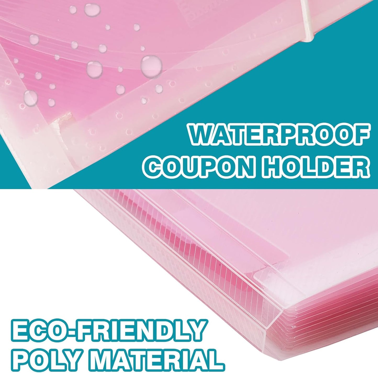 H4D Check Size 13 Pocket Expanding File Folder, Accordion File Organizer Wallet Case for Coupon Receipt Storage, 10 x 5.5 inches, Pink