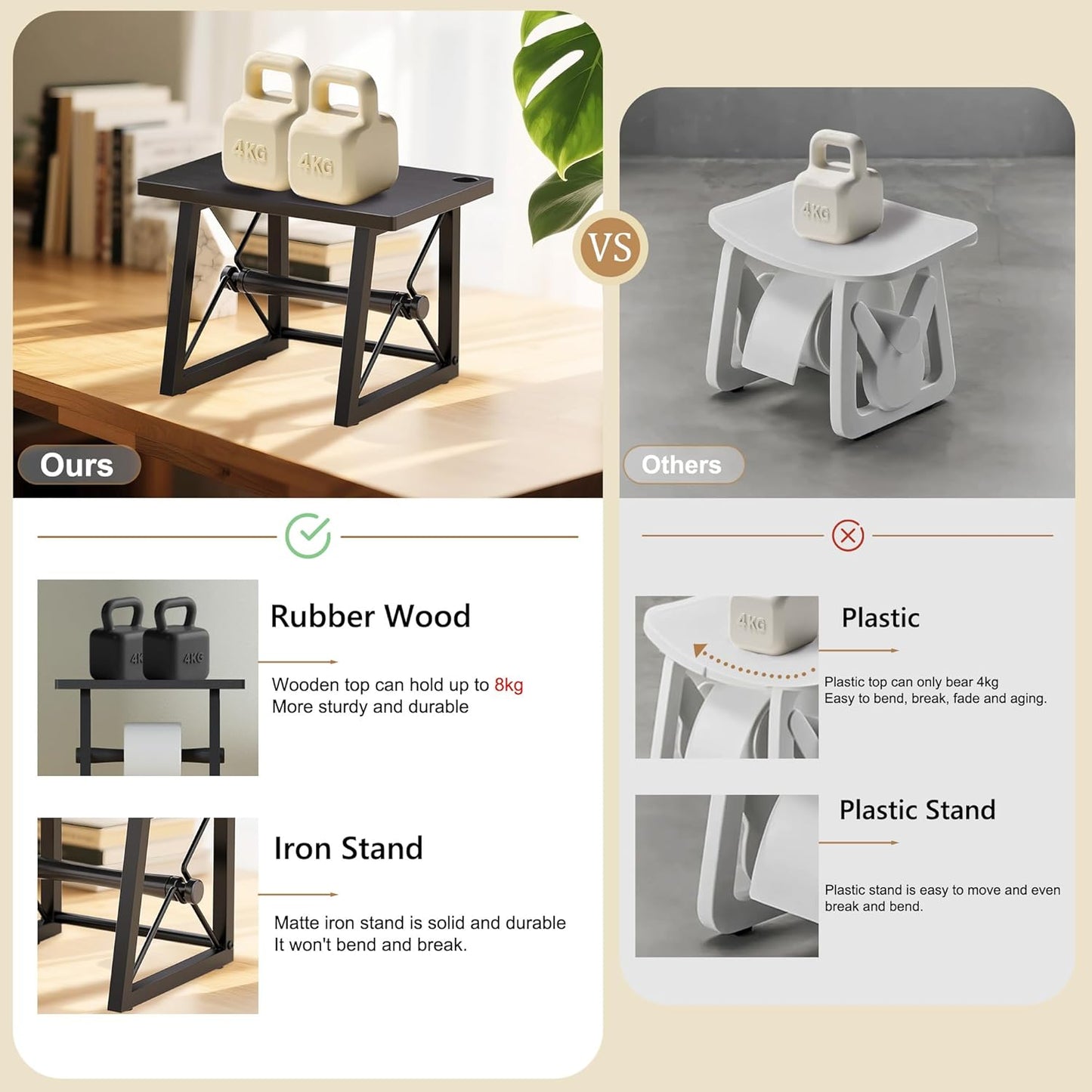 Label Holder for Rolls and Fan-fold Labels, Wooden Label Stand for Shipping Label Printer, Sticker Roll Holder Thermal Printer Accessory for Home, Office (Black)