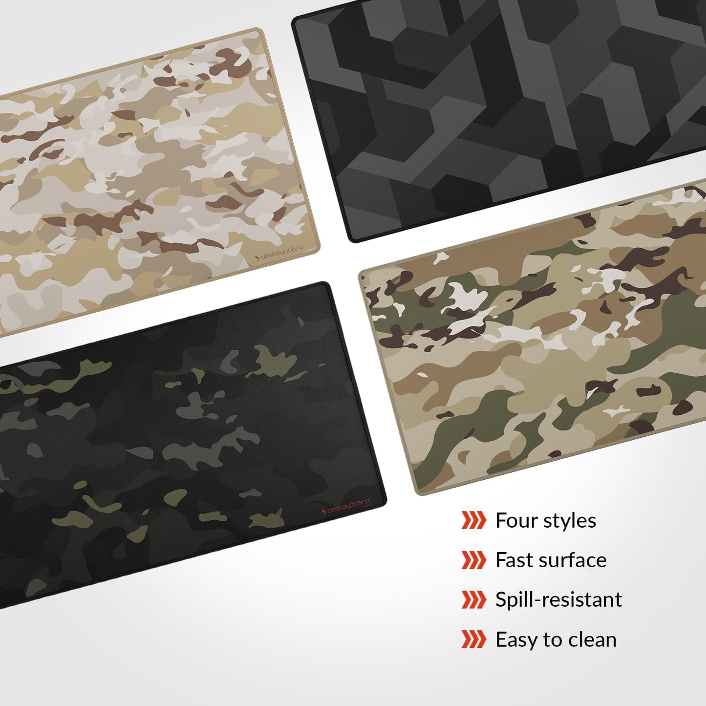 Das Keyboard Large Gaming Mouse Pad Desk Mat with Stitched Edge - Non Slip Base - Waterproof - Premium Cloth Mousepad for Home Work Gaming - Desert Camo