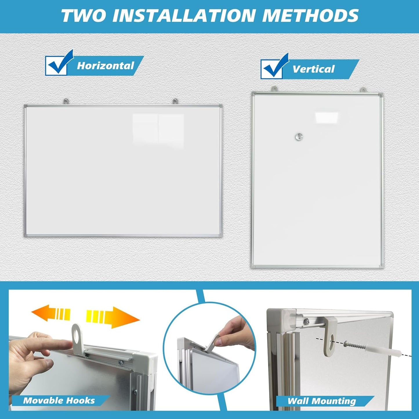 Magnetic Writeboard 24X36 Dry Erase Board Hanging & Wall Mounted Whiteboard S Aluminium Frame Message Boards for Home, School, Office, Kitchen