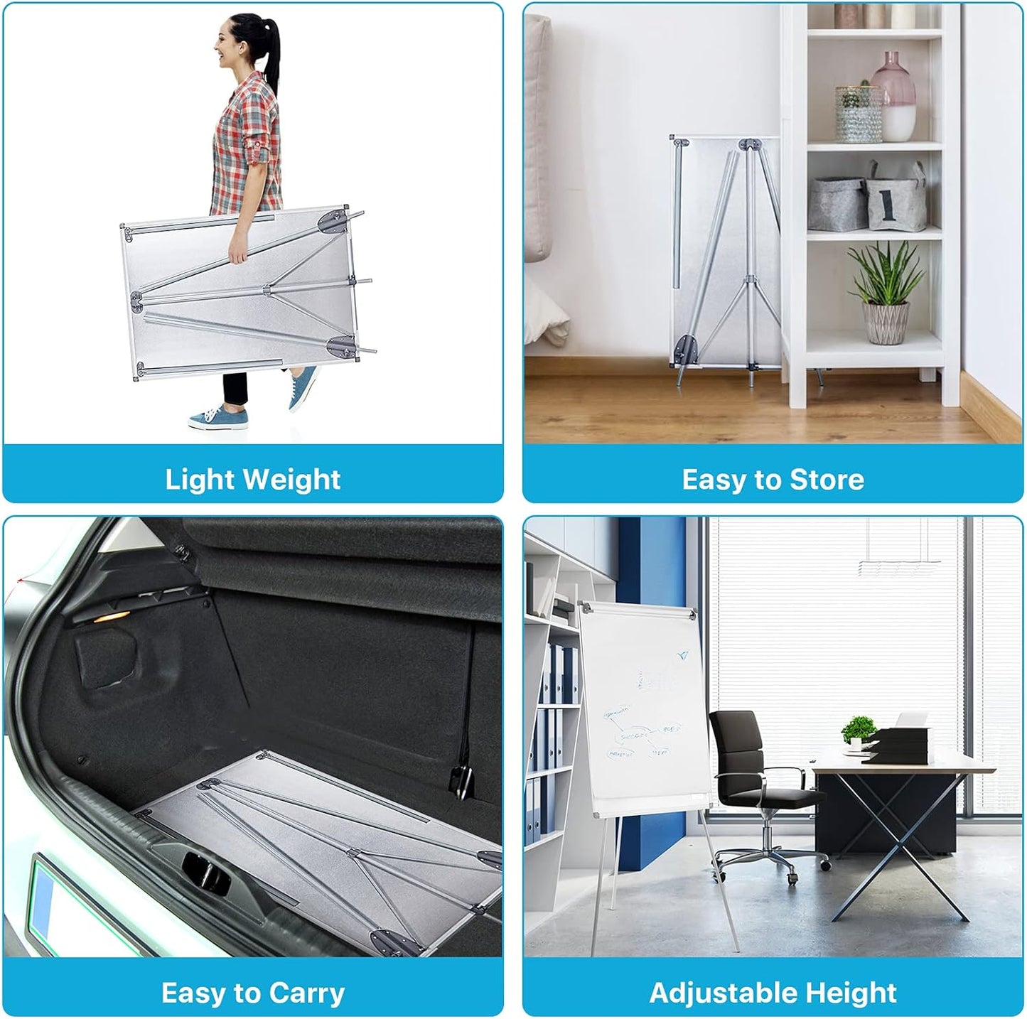 MAKELLO Flip Chart Easel, Magnetic Dry Erase Board with Stand for Office Classroom Home School, Extended Display Arms and Adjustable Height, 36x24 in
