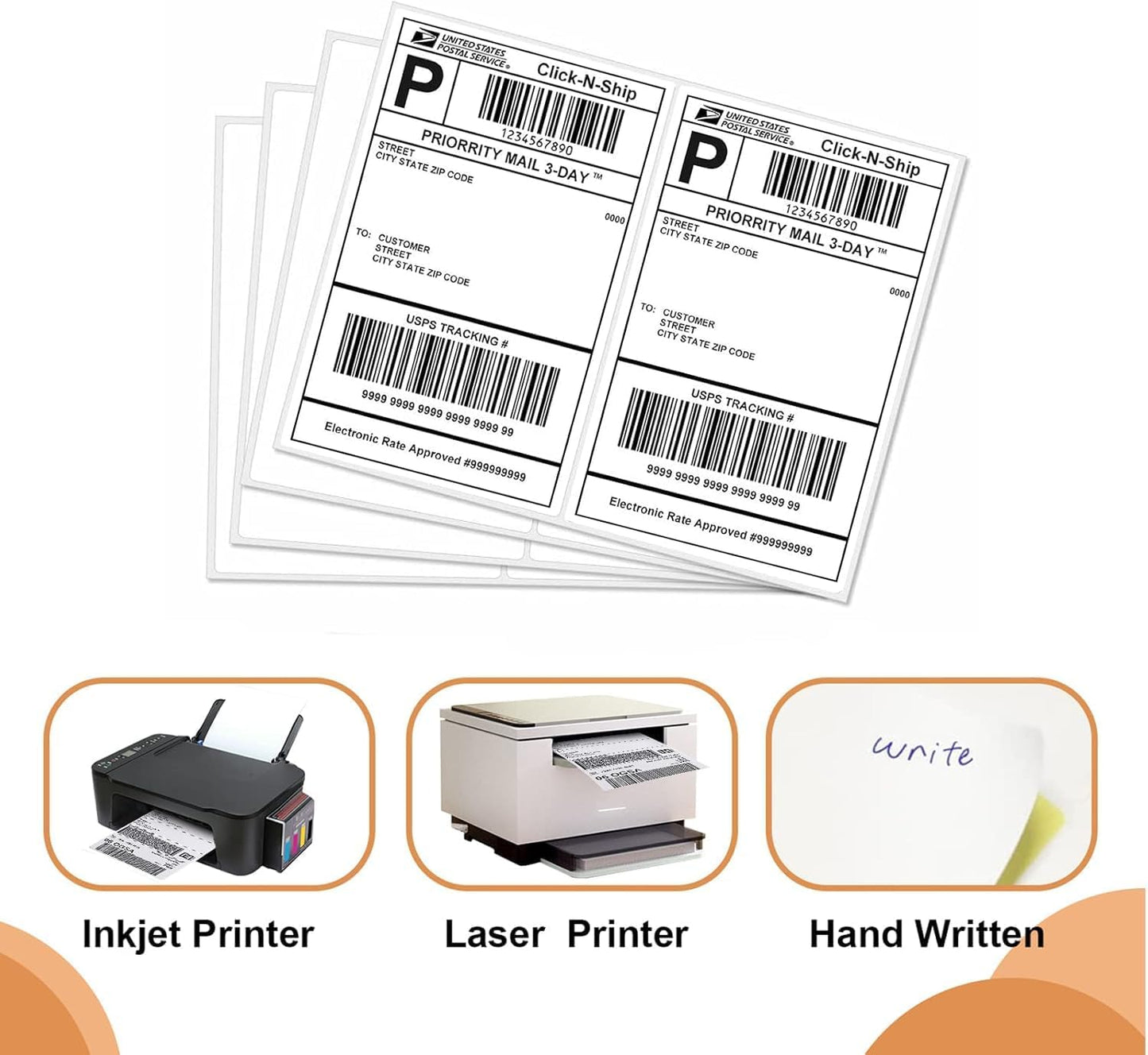 Round Corner Half Sheet 8.5" x5.5" Mailing Labels Matte Blank White Self Adhesive Shipping Label for Laser and Ink Jet Printers 80 Labels (40 Sheets)