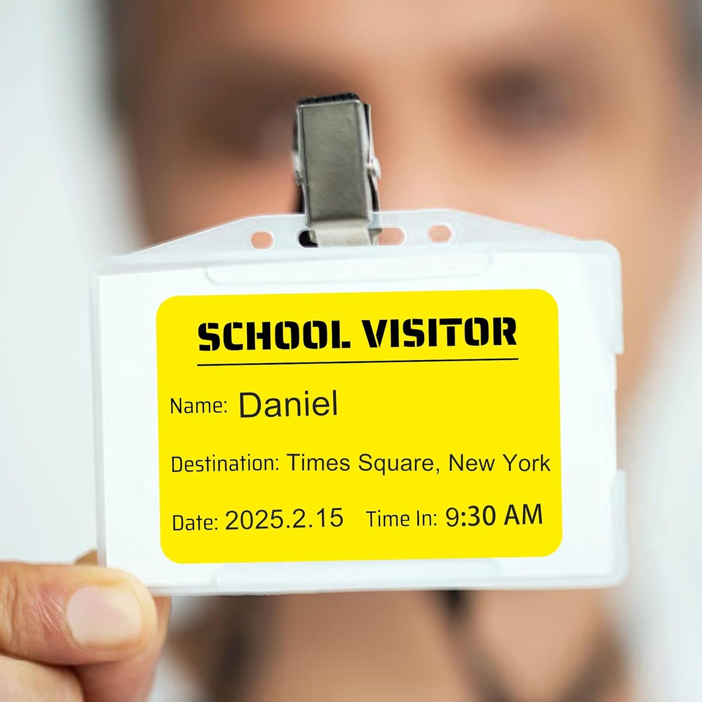 Visitor Pass Stickers – 300 Writable Name Tag Labels, 2 x 3 Inch, Self-Adhesive Identification Badges for Office, School, Events (300Pcs-Fluorescent Yellow2)