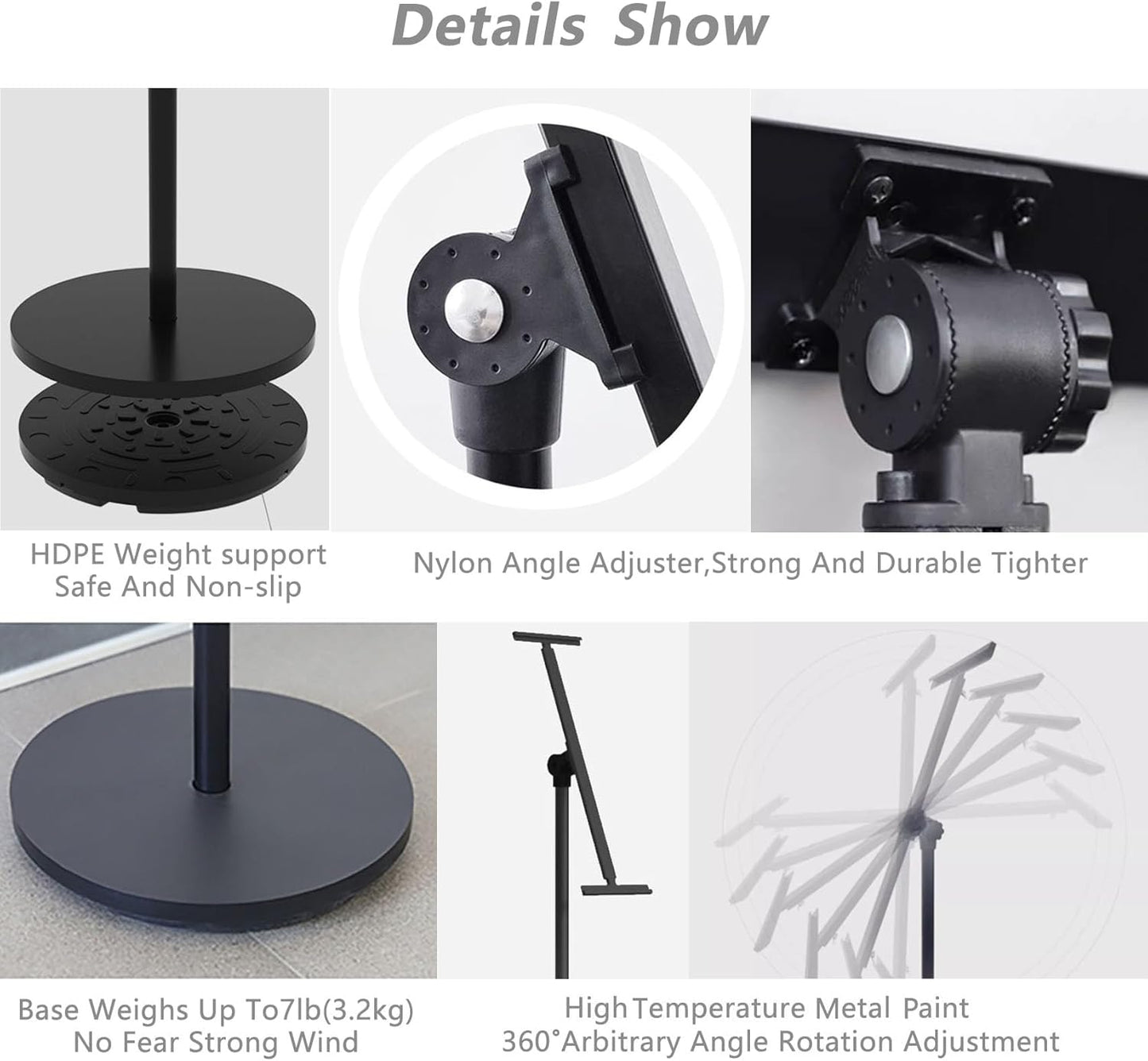 Heavy Duty Multi-angle Adjustable Metal Painting Easel Stand,Sign Holder Stand,Poster Stand with Round Base- Outdoor Floor Standing Indoor Display Holder(Silver)