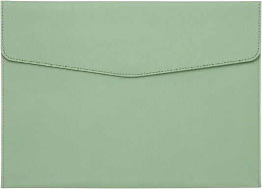 PATIKIL PU Leather A4 File Folder, Document Holder Filing Organizer Portfolio Envelope Folder Case with Snap Closure for Letter Receipt Style 2, Green