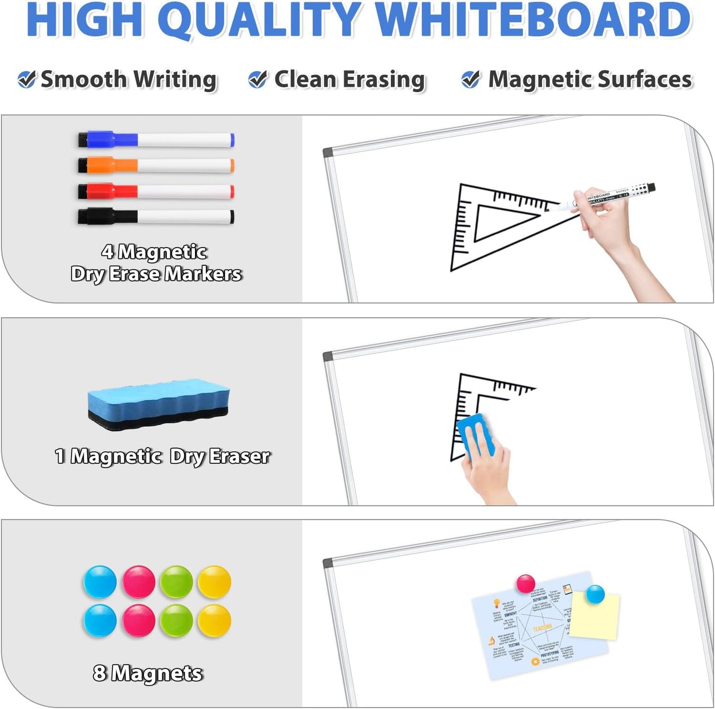 WALGLASS 2 Pack Large White Board, 72" x 40" Double-Sided Dry Erase Board Whiteboard for Wall, Hanging Mounted Whiteboard Silver Aluminium Frame for Home, School, Office