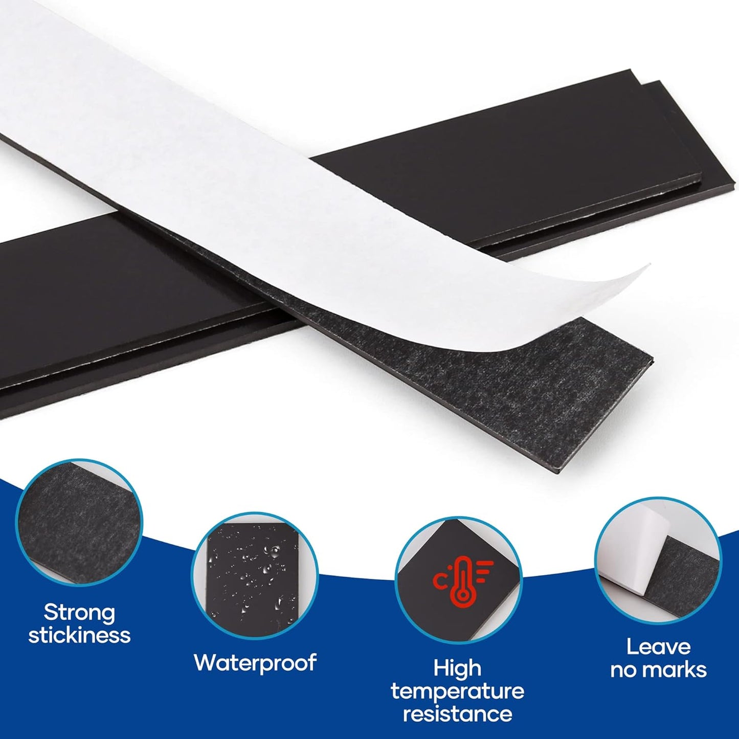 Rammos Magnetic Strips with Adhesive Backing 3 Pack(Each 12 inches x 1 inch) Extra Strong and Heavy Duty Adhesive Magnetic Strips for Tools, Knifes, and Crafts