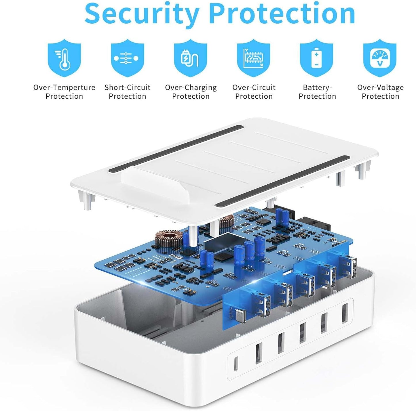 Multiple Charging Station Charger Station - Presents for Him Her Charging Station for Multiple Devices, 6 Ports USB Charging Dock for Phone|Earhead|Watch Stand, Fast Docking Station
