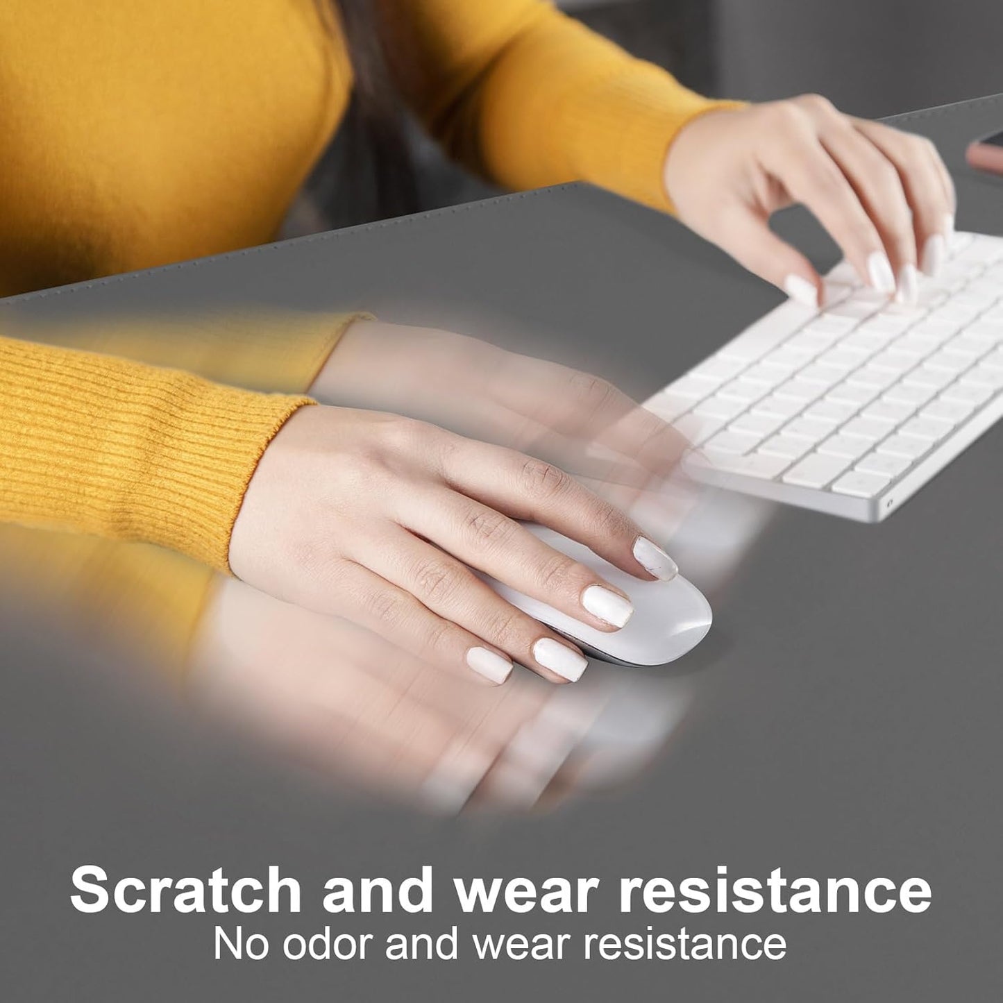 DAWNTREES Desk Mat Protector,PU Leather Desk Pad,Non Slip, Large Mouse Pad and Keyboard Mat, Waterproof Writing Pad for Office and Home (Dark Gray,39.4''x19.7'')