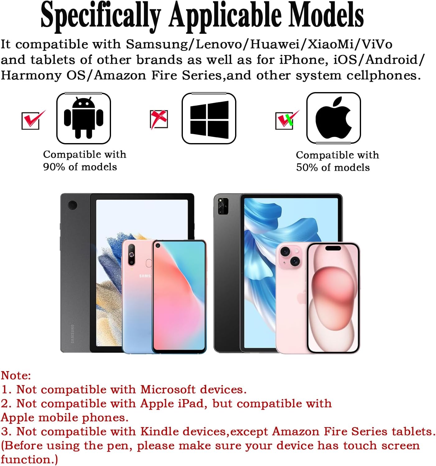 Android Stylus Pens for Touch Screens High Precision and Sensitivity Magnetic Type-C Tablet Stylus Compatible with Samsung/Huawei/Lenovo/Mi/Vivo and Other Android Smartphone and Tablet Device - White