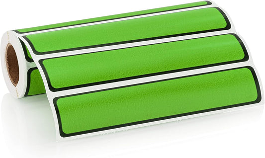 Carstens Adhesive Sticker Labels, 5 3/8” x 1”, Binder Labels for 1” Ring Binder Spines, Green, Roll of 200