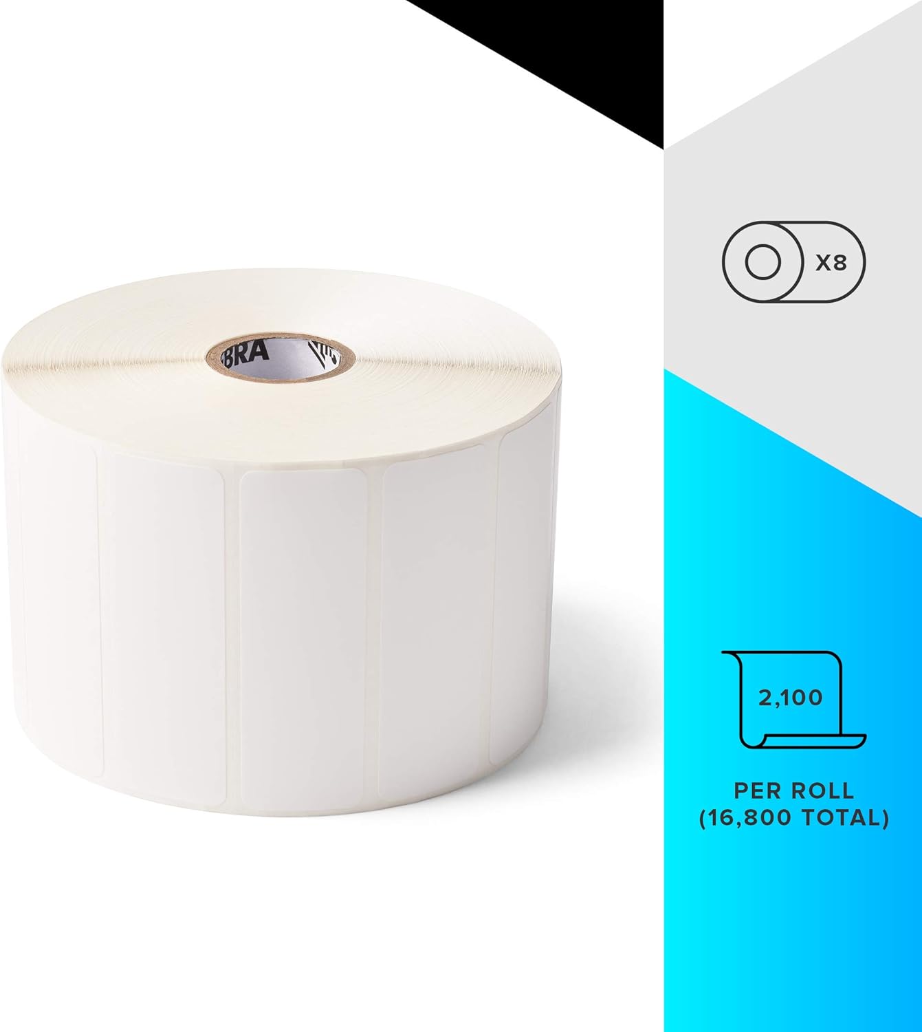 Zebra 3 x 1 in Thermal Transfer Polypropylene Labels PolyPro 3000T Permanent Adhesive Shipping Labels 1 in Core 8 rolls 10031648SP