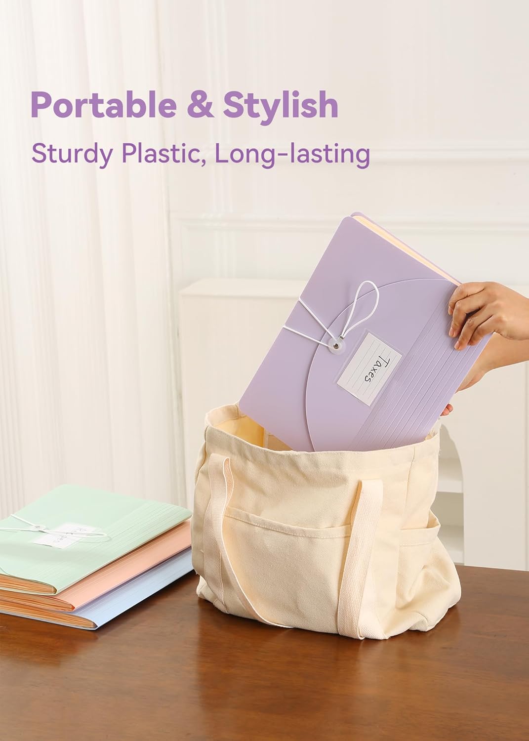 Accordion File Organizer 12 Pockets, Monthly Bill Receipt Tax Organizer, Expanding File Folders with Larger Bright Tabs, Fits Letter/A4 Size - Green