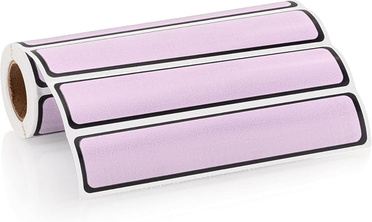 Carstens Adhesive Sticker Labels, 5 3/8” x 1”, Binder Labels for 1” Ring Binder Spines, Lavender, Roll of 200