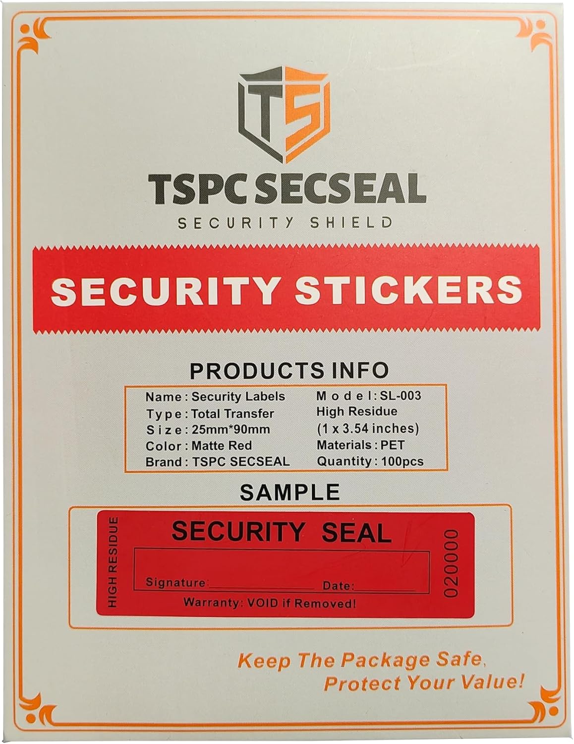 20000pcs Customizable High Residue Total Transfer Tamper Evident Tamper Proof Stickers Labels Seals (Customizable Size Color Design)