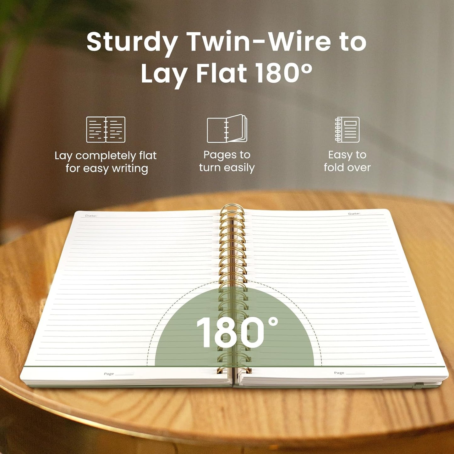 Lined Spiral Notebook Journal for Work, 300 Pages Thick B5 (7.1"x10") College Ruled Journal for Women & Writing, Hardcover Notebook for Note Taking, Perfect for Office Home School Supplies, Green