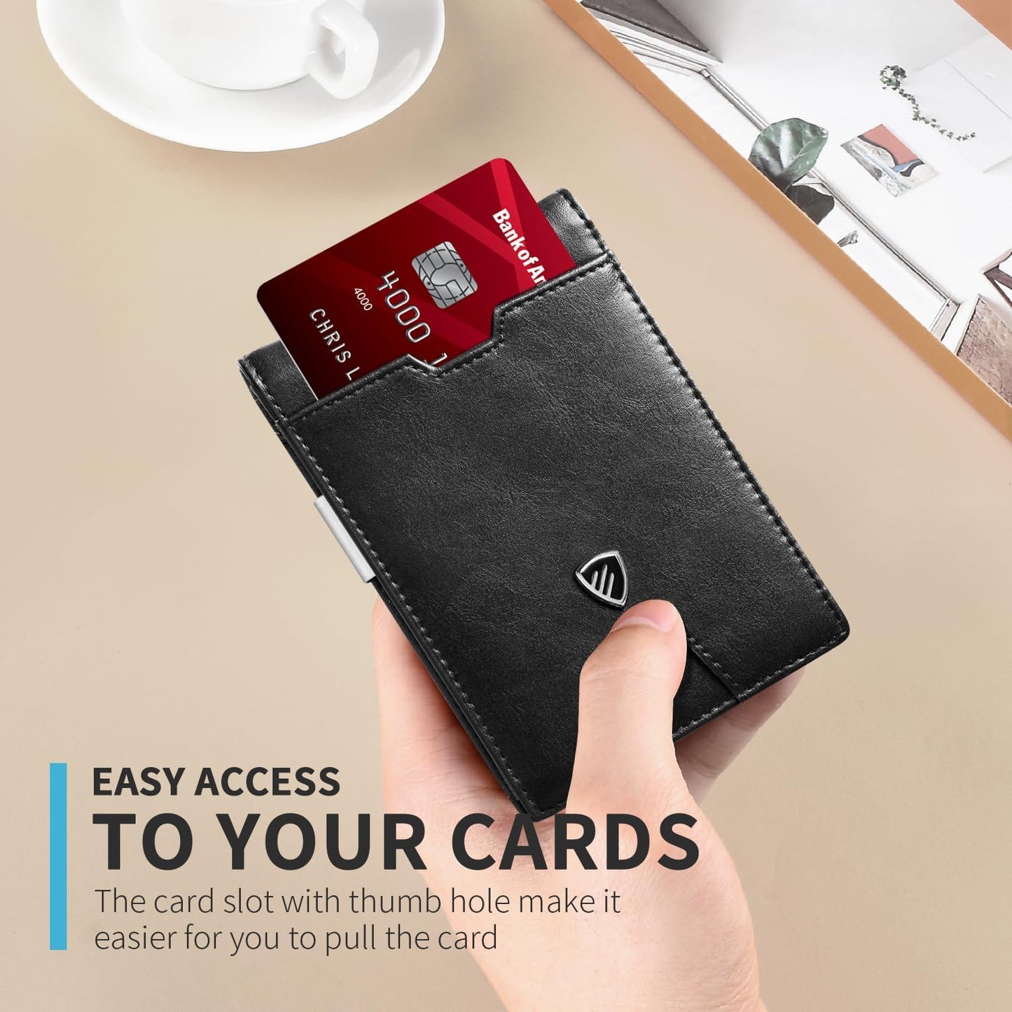 RUNBOX Mens Slim Wallet with Money Clip RFID Blocking Bifold Credit Card Holder for Men with Gift Box