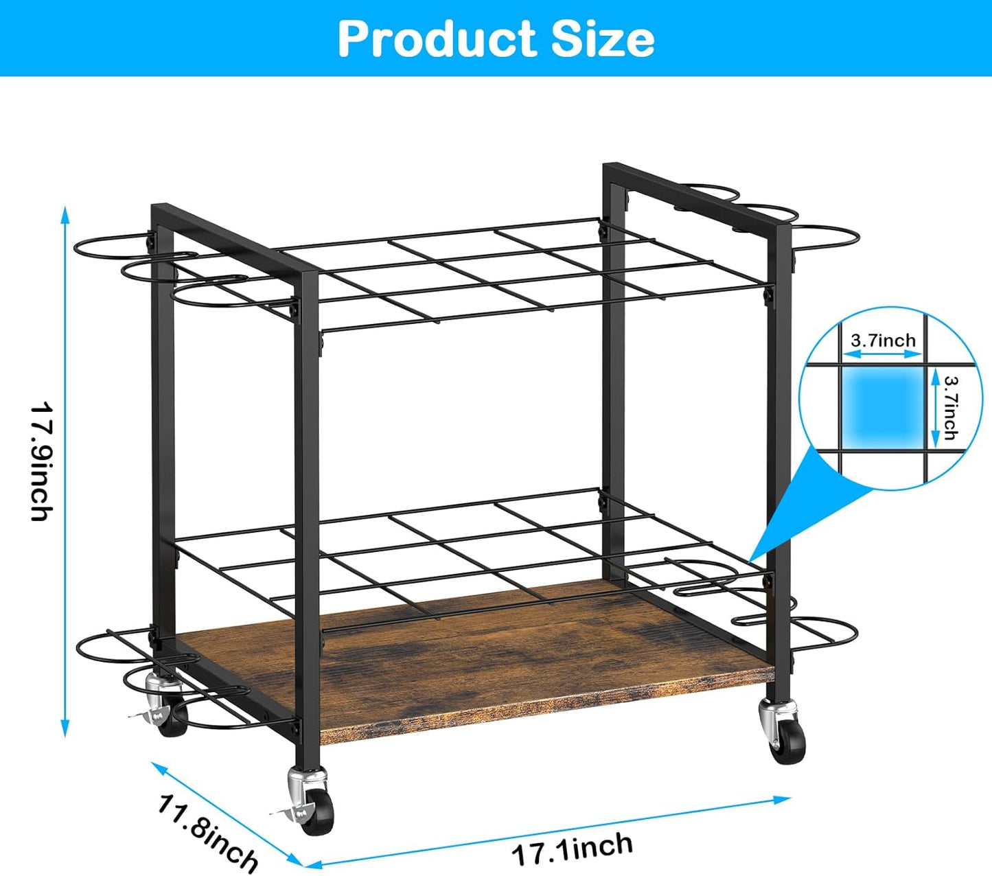 Blueprint Storage Rack Cart,18 Slots Blueprint Holder with Wheels,Used for Wrapping Paper Storage,Gift Wrapping Organizer Storage,Organizing Posters, Architectural Plans and Artwork Stably(Brown)