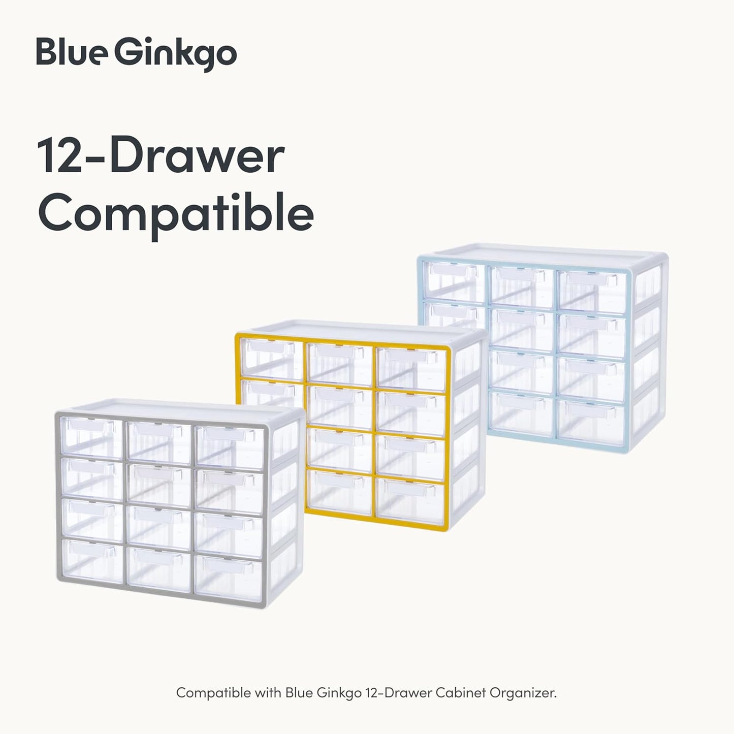 BLUE GINKGO 12 Dividers - Compatible with Large 12-Drawer Storage Cabinet (12-Pack) - Clear