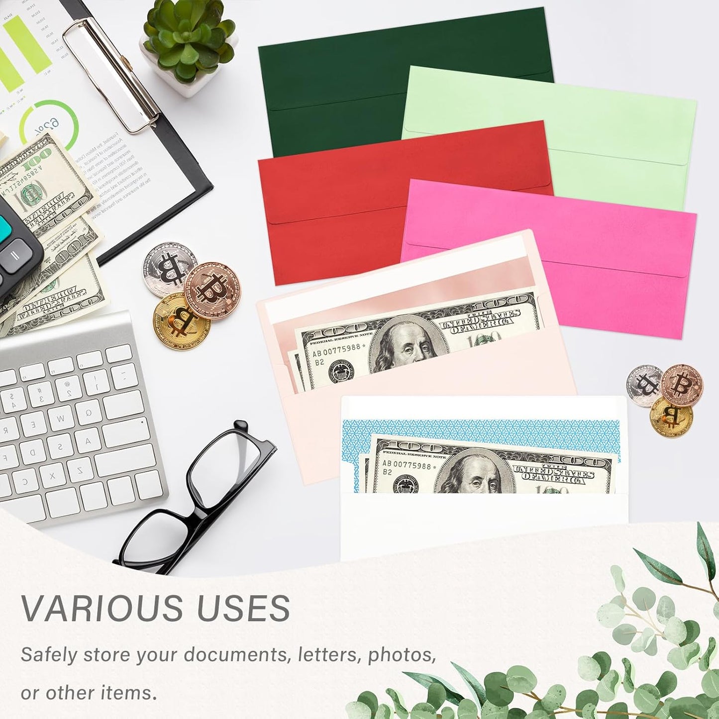 50 Pack #10 Business Envelopes, Self Seal Standard Blush Pink Envelopes with Rose Gold Foil Lining for Secure Business & Legal Mailing, Office, Checks, Letter, Invoices, 4 1/8 x 9 1/2 Inches