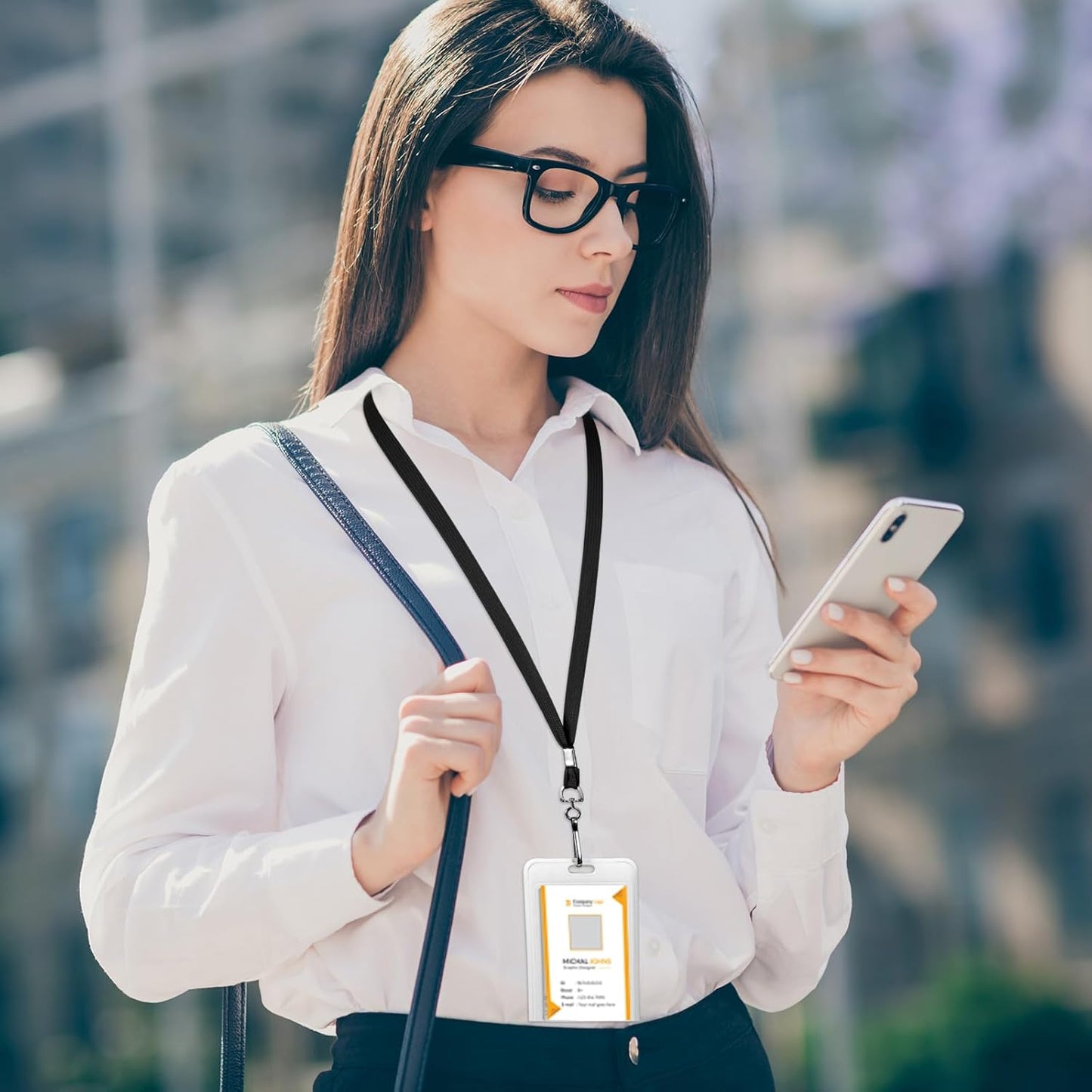 1000 Pack Bulk Lanyards for ID Name Badges Holder Flat Lanyards with Hook Clip Swivel for Office School Accessories (Black)