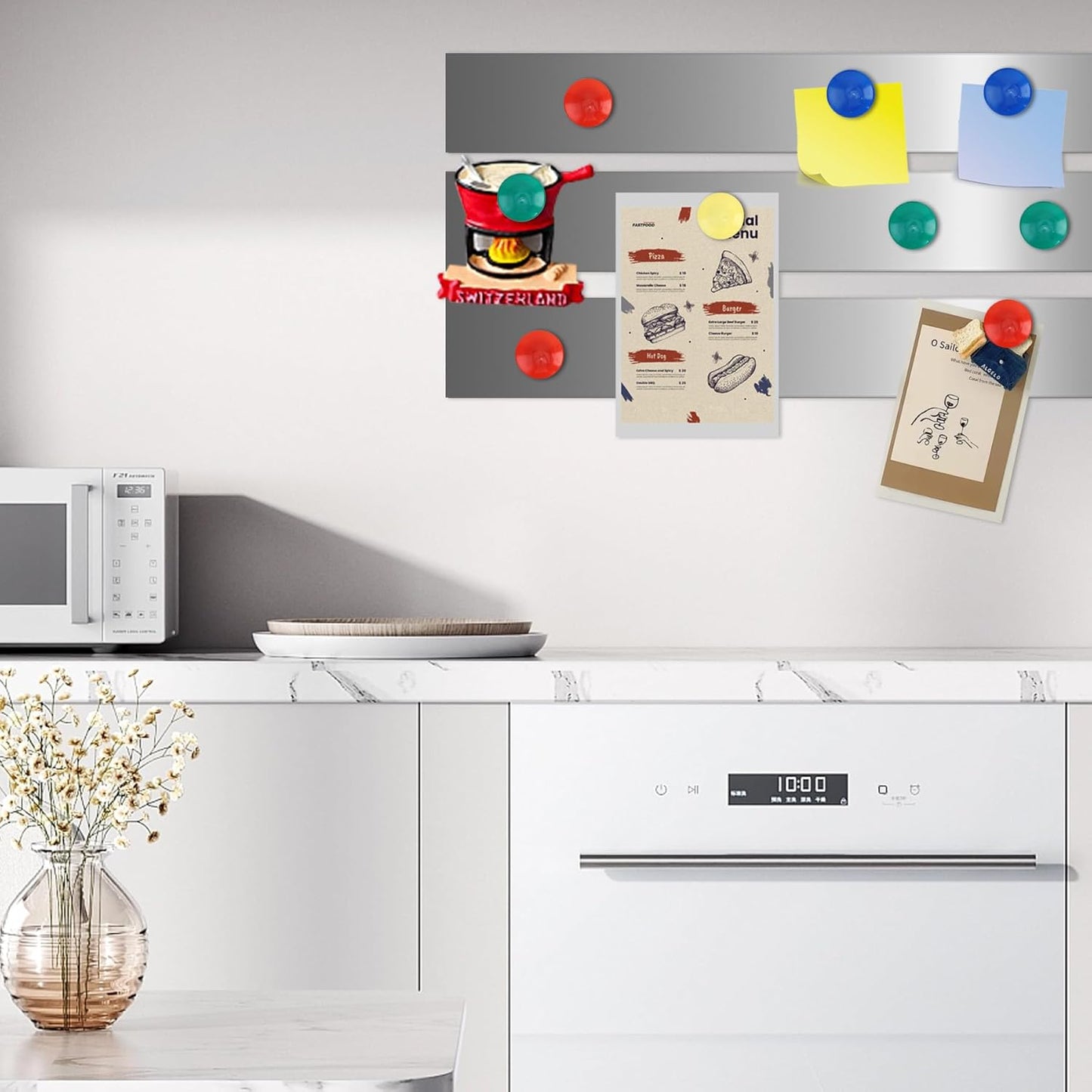 Self Adhesive Backing Metal Strip for Magnets, Flexible Ferrous Memo Tapes Roll for Bulletin Boards in Studio, Office, School (Glossy Silver, 118''L x 4.72''W)