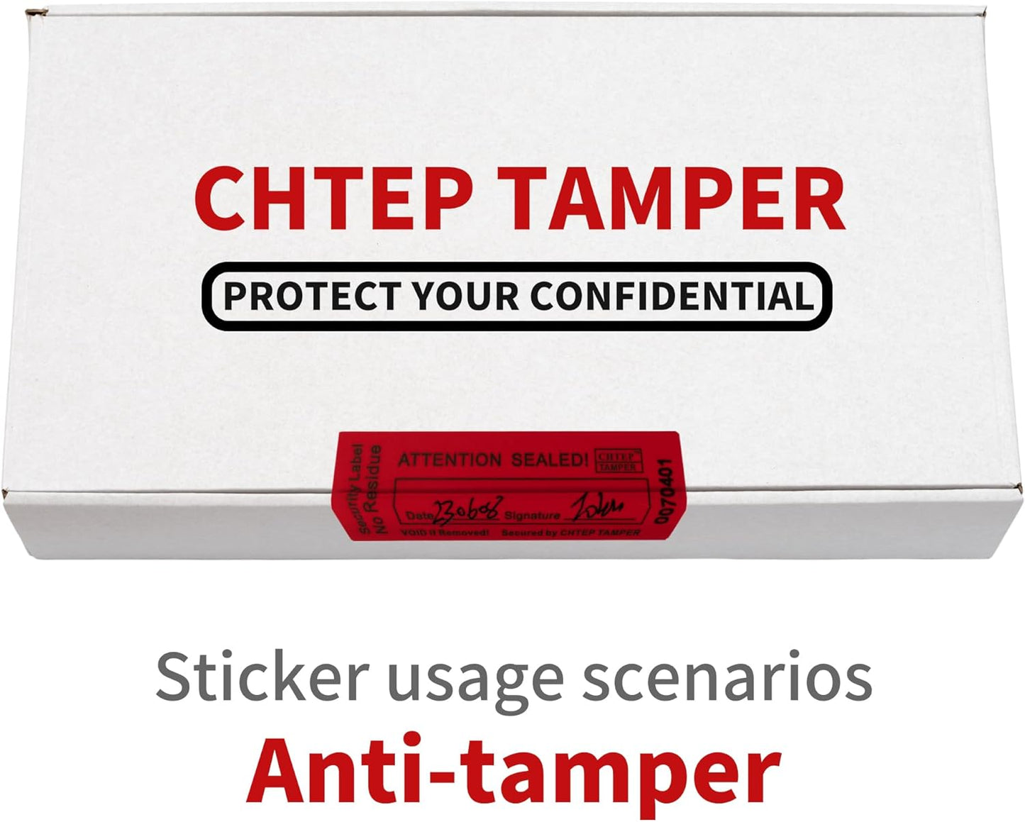 ChtepTamper 100 Pieces No Transfer Tamper-Evident Stickers Security Labels Great for Goods Shipping,Exchange of Agency Files, Privacy Protection or More(Serial Number 0.8 * 2.4inches Red)