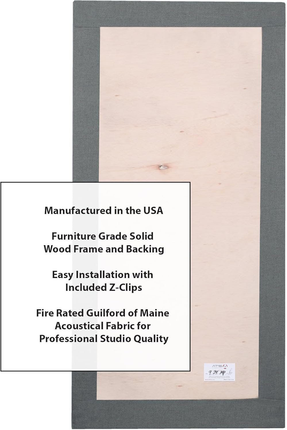 ATS Acoustics Sound Absorbing Acoustic Panel Fire Rated Professional Studio Quality 24" x 48" x 2" (Warm Grey)