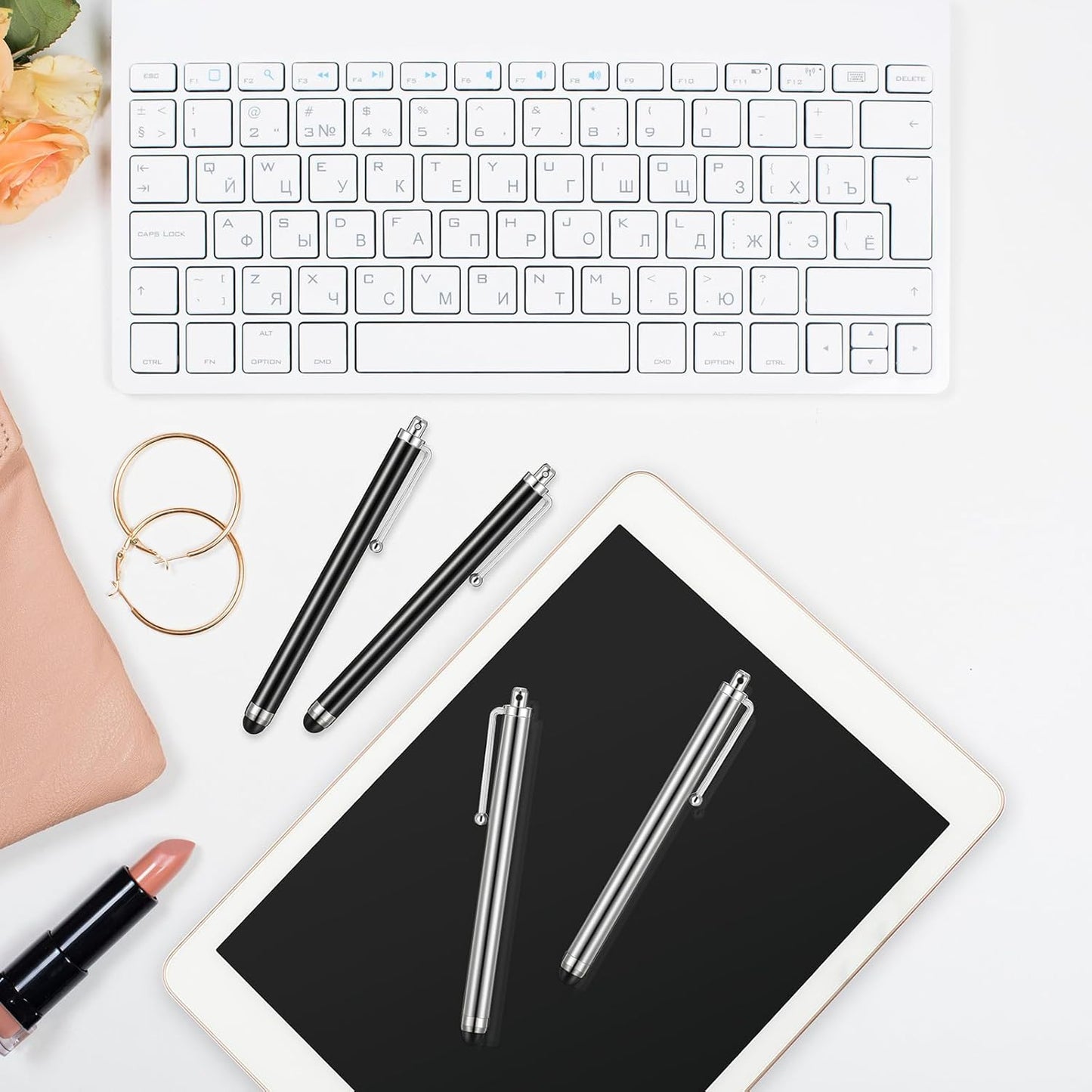 Outus 36 Pcs Stylus Pen for Universal Capacitive Touch Screens Devices, Stylus Pen Compatible with Tablet for Classroom Travel Olders Friendly(Black, Silver)