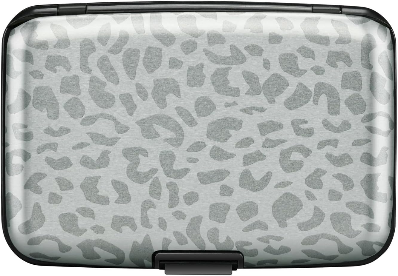 ELFISH Mini RFID Aluminum Wallet Credit Cards Holder Business Card Case Metal ID Case for Men Women(Grey Leopard Print)