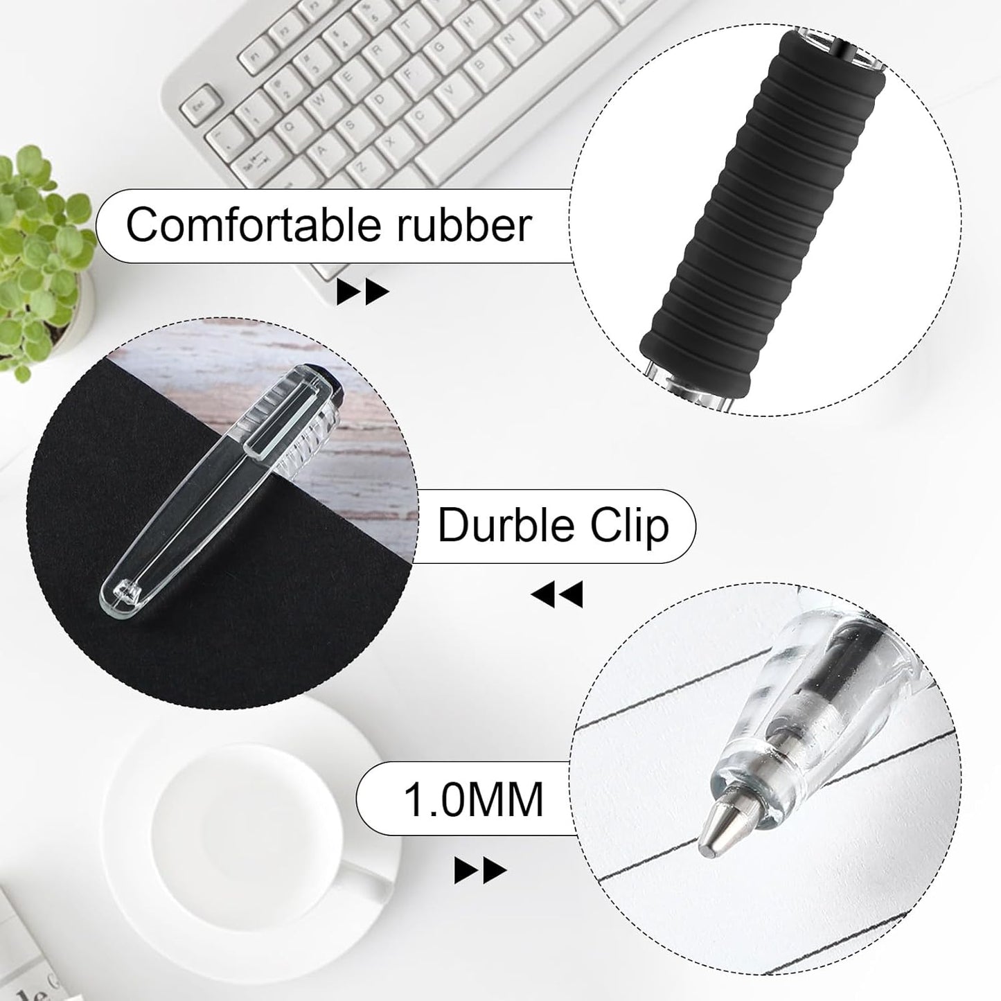 200 Pack Black Gel Ink Pens Bulk, 1.0mm Retractable Click Point Ballpoint Pens Smooth Writing with Comfortable Grip for Back to School Office Classroom Business Home Work Supplies