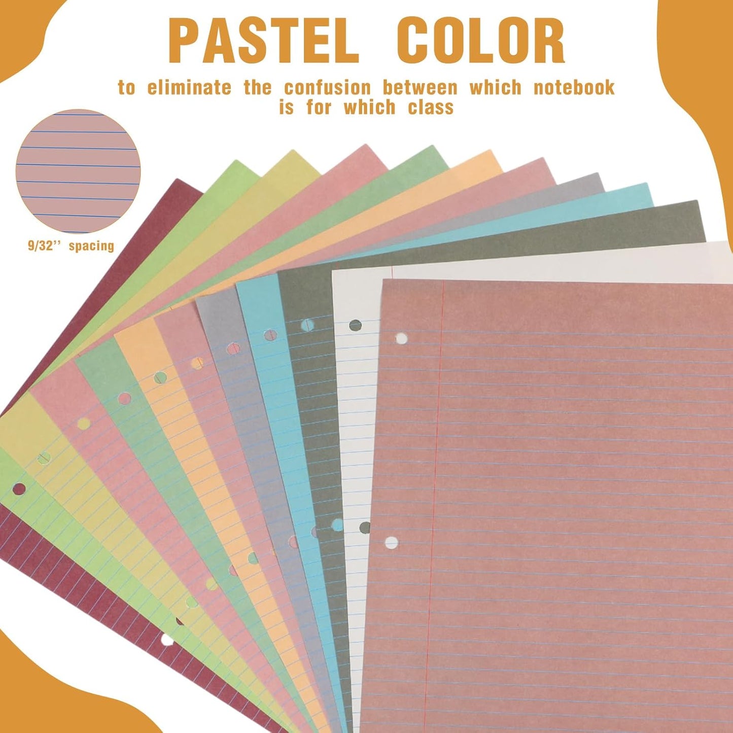 PerKoop 600 Sheets Colored Loose Leaf Paper 8.5" x 11" college ruled Lined 3 Hole Punched notebook Filler Paper for 3 Ring Binders Office School Supplies (Gemstone Color)