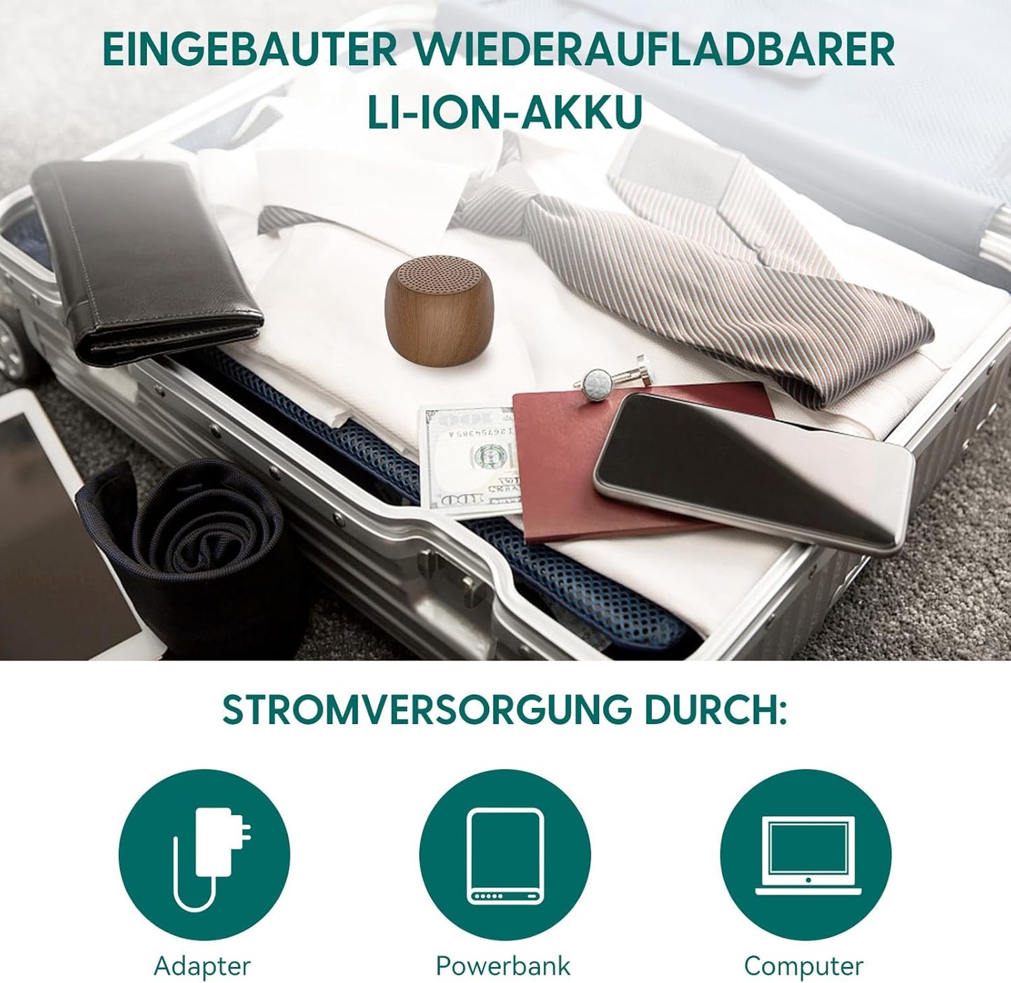 Babelio White Noise Sound Machine for Adults Kids Baby, Mini, 15 Non-looping Sounds, Timer, Memory Function, Easy to Pocket and Travel Wood Grain