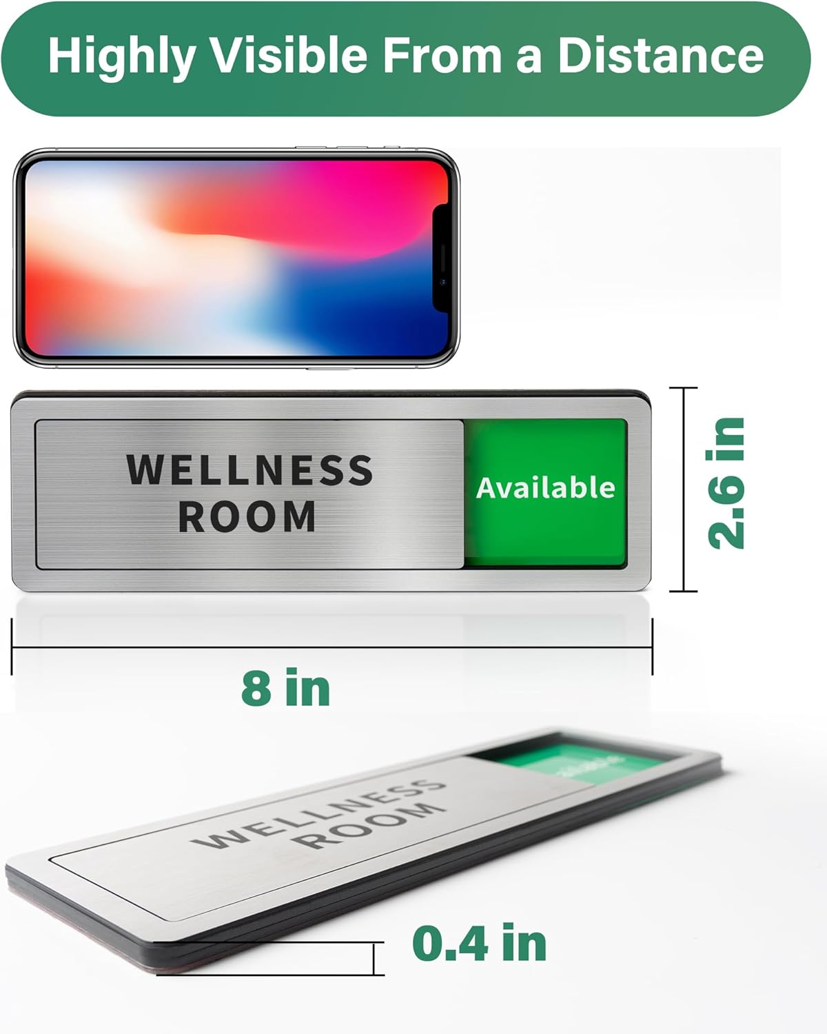 Conference Room Office Door Signs Do Not Disturb, In Use/Available Slider Sign for Home Office Wellness Conference Vacant Occupied Privacy Sliding Door Sign，Brushed Silver
