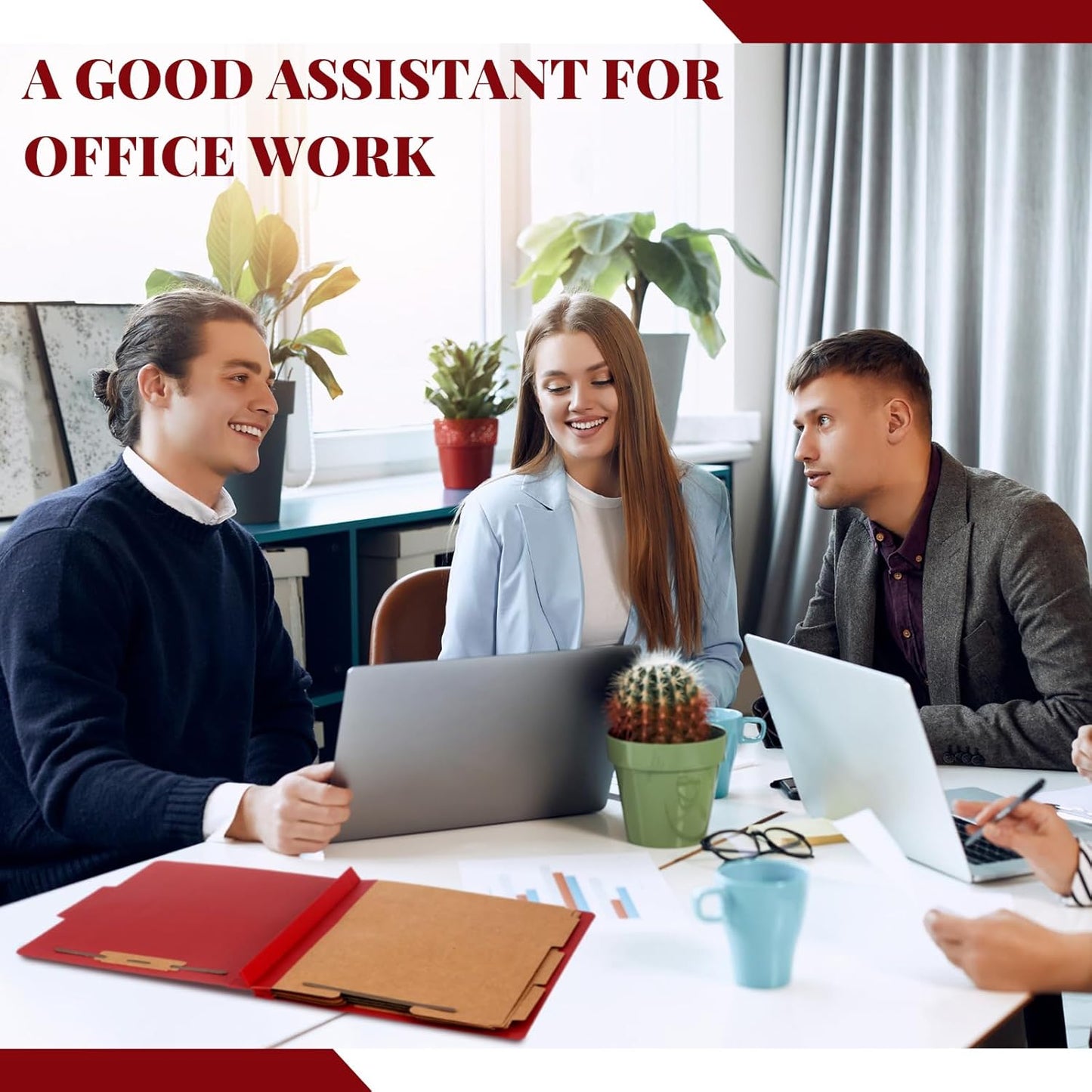 24 Pcs Classification Folders Letter Size, 3 Divider Pressboard File Folder with Fasteners, Expanding File Organizer Bulk for Teachers, Clergy, Office, Church, Christmas Donations (Red)