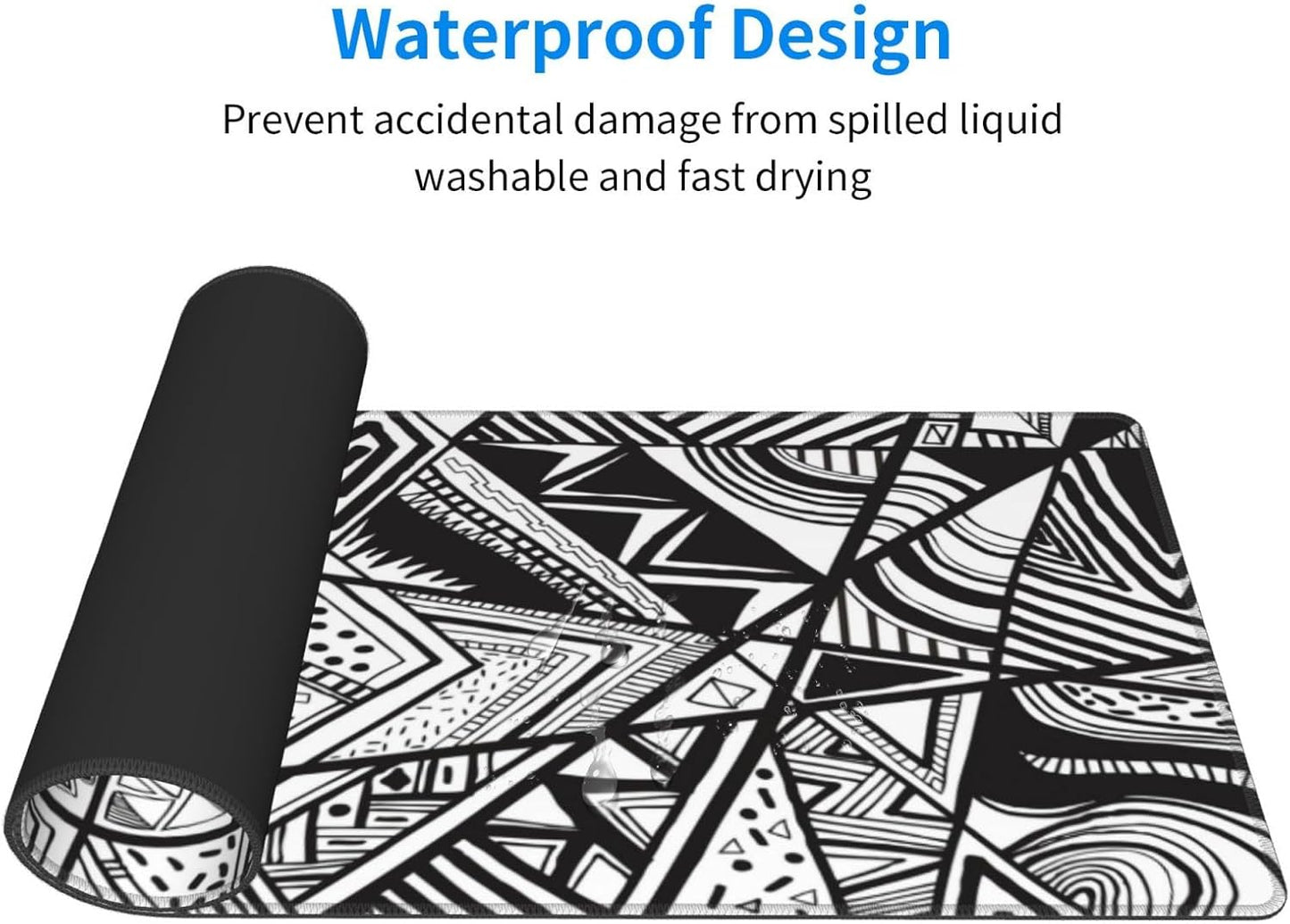 Gaming Mouse Pad, Large Non-Slip Rubber Base Mousepad, Keyboard Mouse Mat, Desk Pad with Stitched Edges, 31.5x11.8inch,Black Checkered Abstract Pattern