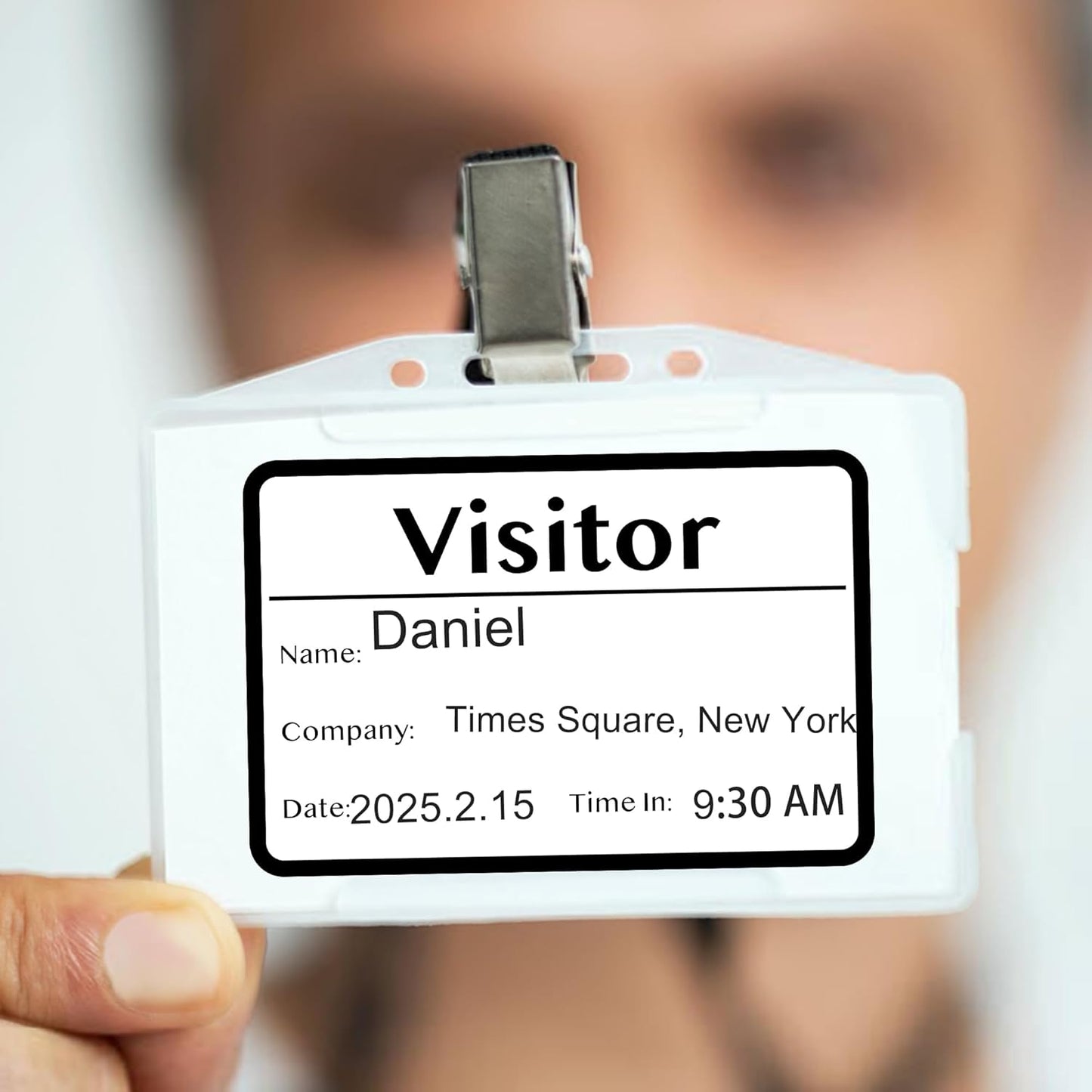 Visitor Pass Stickers – 300 Writable Name Tag Labels, 2 x 3 Inch, Self-Adhesive Identification Badges for Office, School, Events (300Pcs-Black)