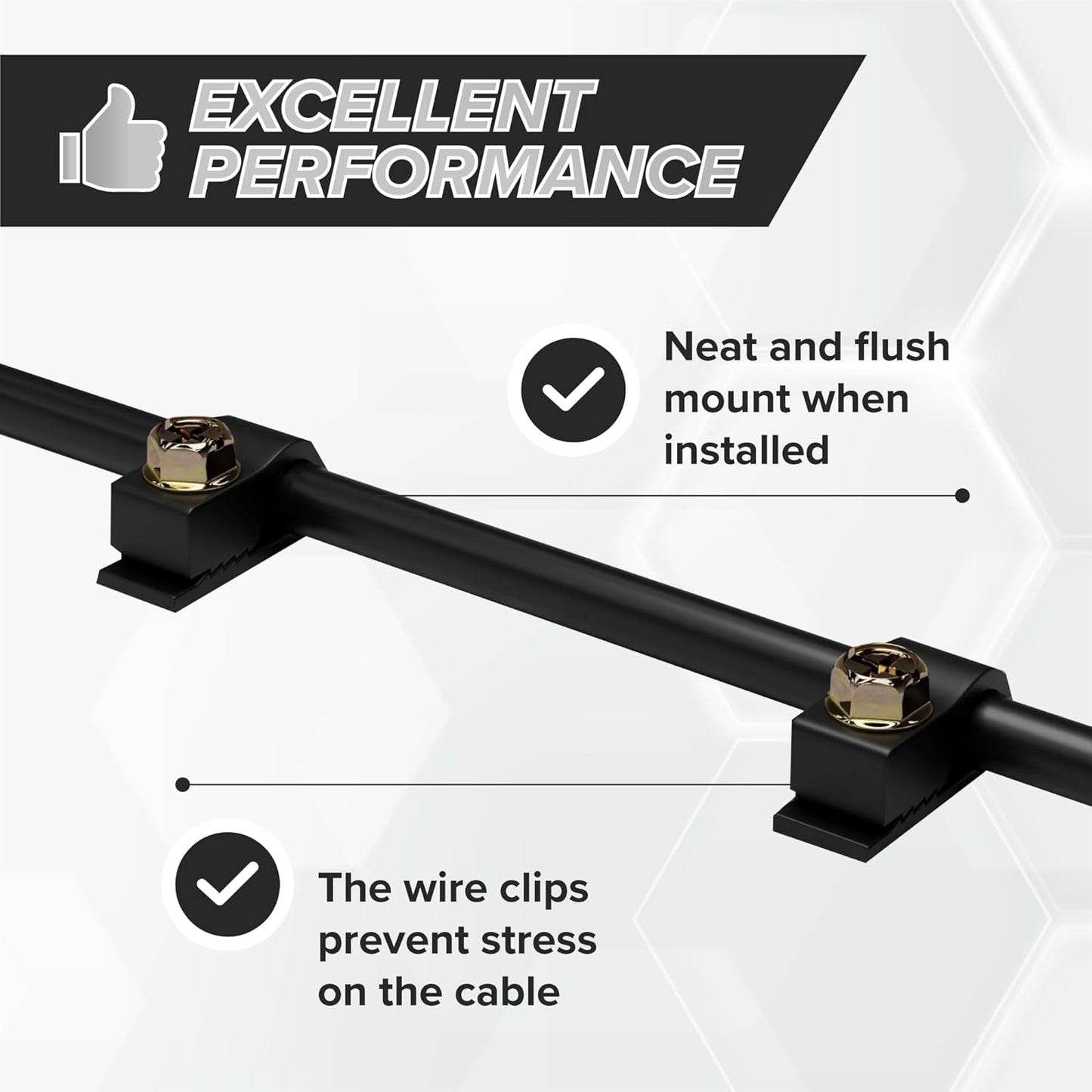 THE CIMPLE CO Wire Clips, Single Cable Wall Clip, Coaxial, Cat6, Electrical Wire, Ethernet, 1/4 in (6 mm) Screw Fastener, 50 Pack, Black