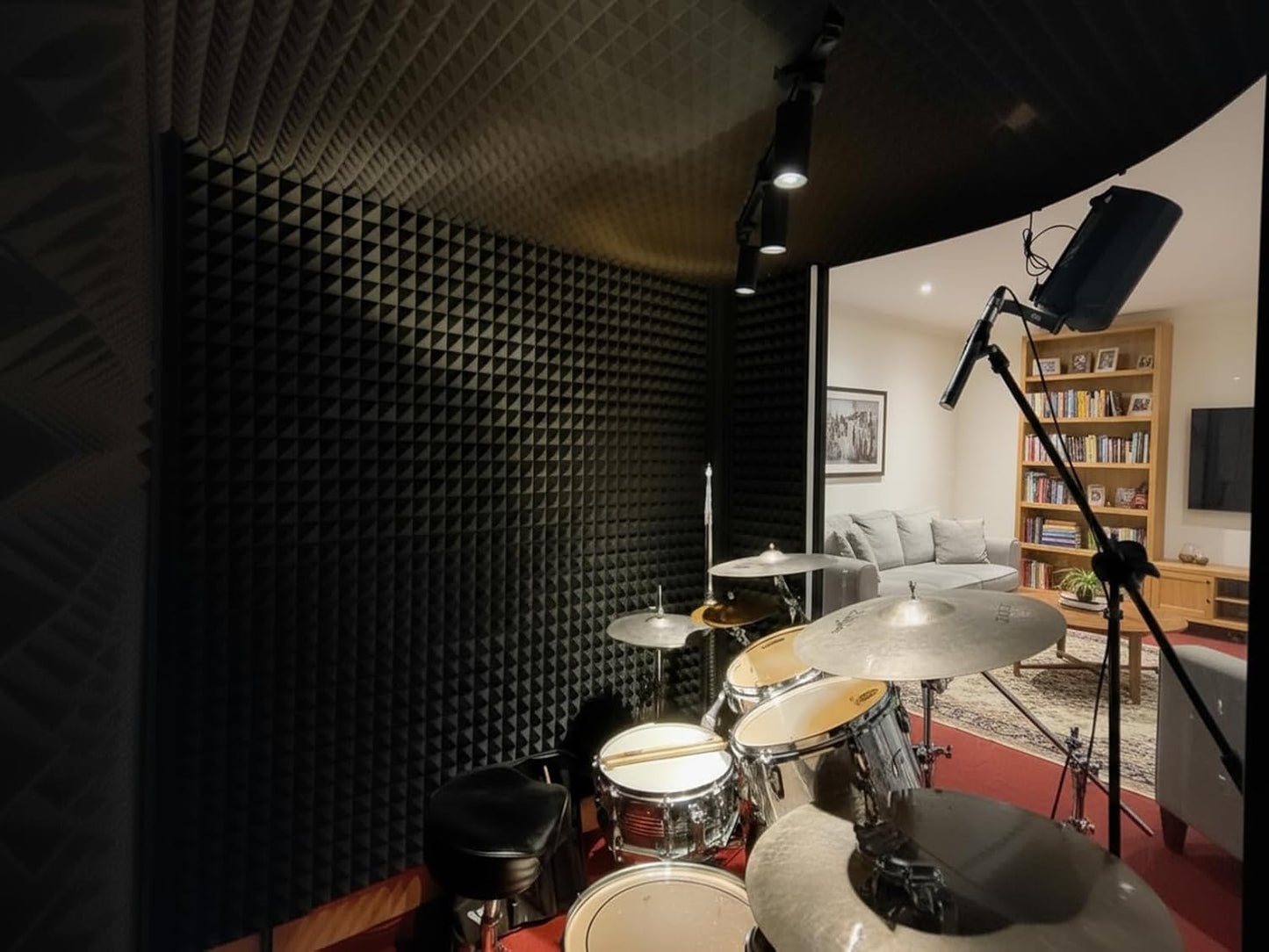 Foneso Acoustic Foam Panels 12Pack, 12''x12''x2'' High Density Sound Proof Foam Panels for Walls, Pyramid Designed Acoustic Panels Sound Absorbing for Sound Studio, Podcast Recording and Offices