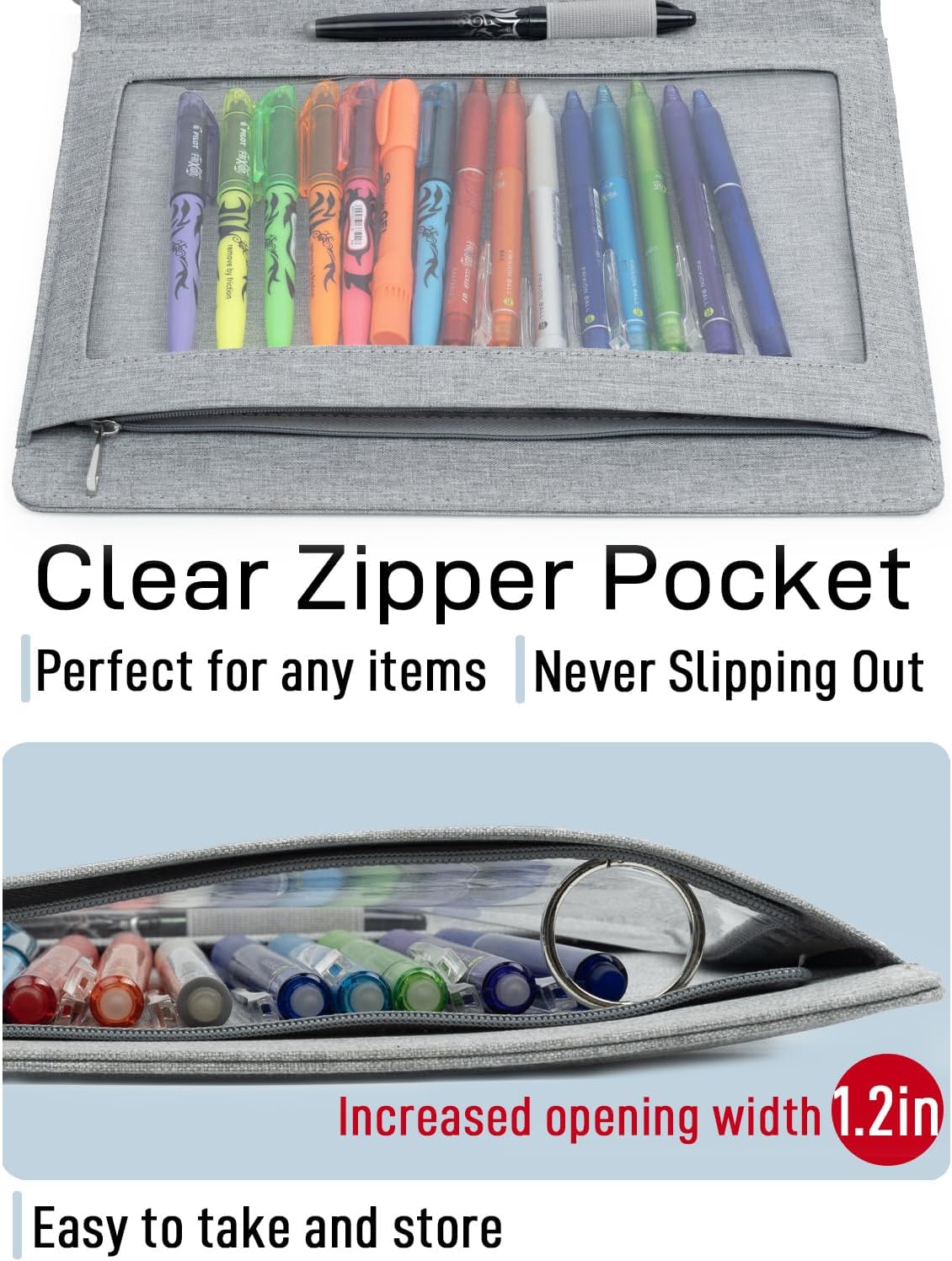 Sturdy Planner Cover for Rocketbook Smart Notebook - Water-Resistant Fabric Padfolio, Business Padfolio with Zipper Pen Pocket, Fits 8.5 x 11 Letter Size, Rocketbook Accessories (Gray)