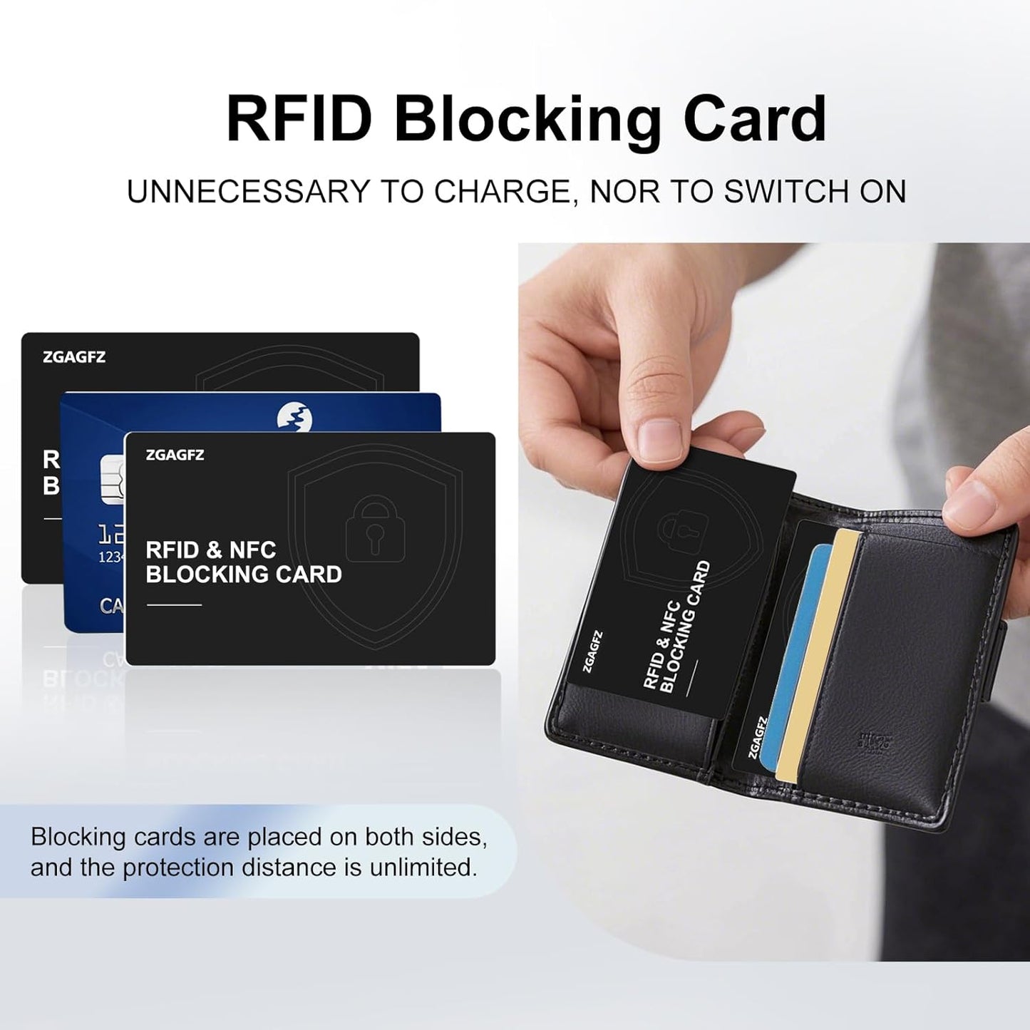 6 Pack RFID Blocking Card, NFC Debit Credit Card Passport Protector, Entire Wallet Protection Blocker Set for Men & Women, Smart Slim Design Perfectly fits in Wallet and Purse-Black (6)