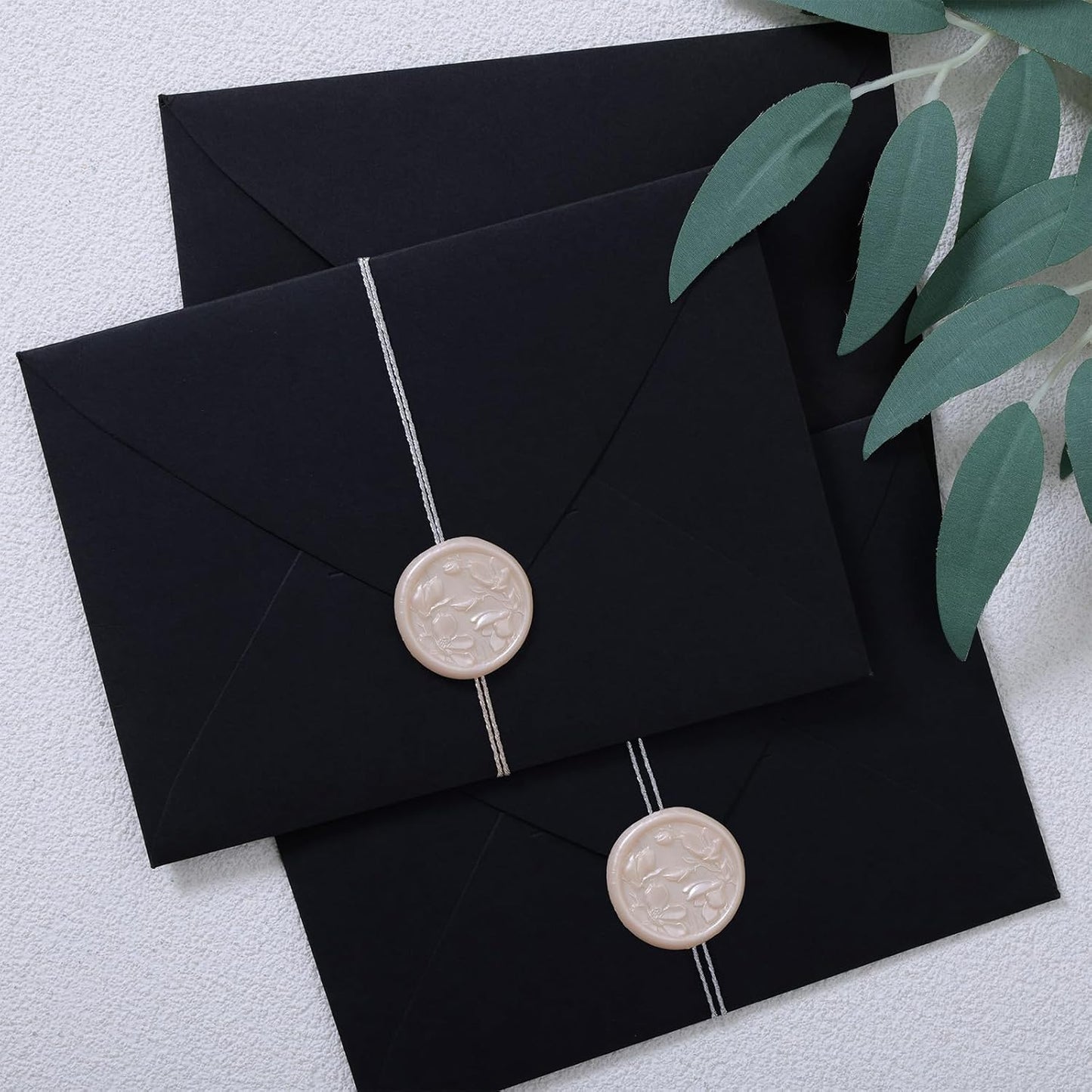 UNIQOOO Wax Seal Stickers - 3D Magnolia Wedding Invitation Envelope Botanical Seal Sticker, 50 Pcs Self- Adhesive Champagne Stickers, Perfect for Invitation, Christmas, Gift Wrapping, Party