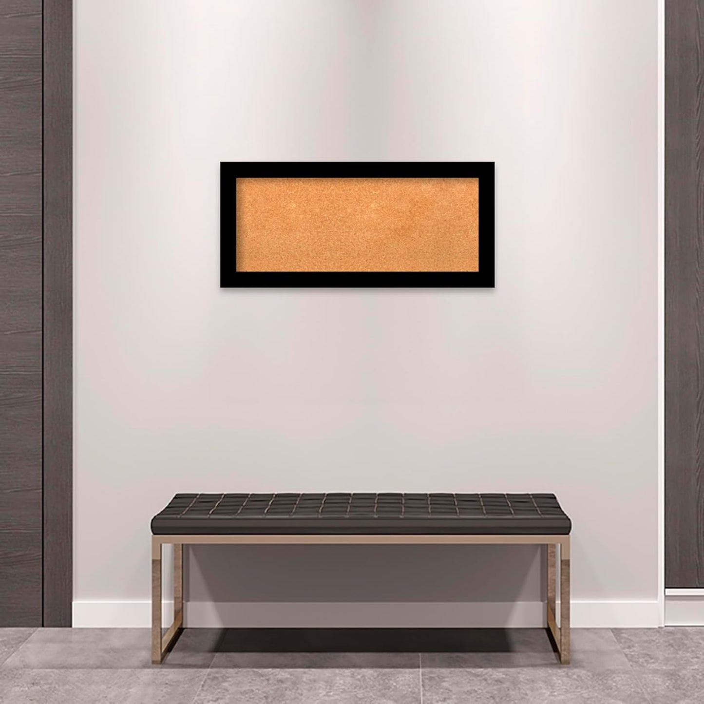 Amanti Art Natural Cork Board for Wall, 15x33 Vision Board with Black Wood Frame, Medium Corkboard Office Decor for Home Organization, Modern Contemporary Corkboard Pinboard to display items for home