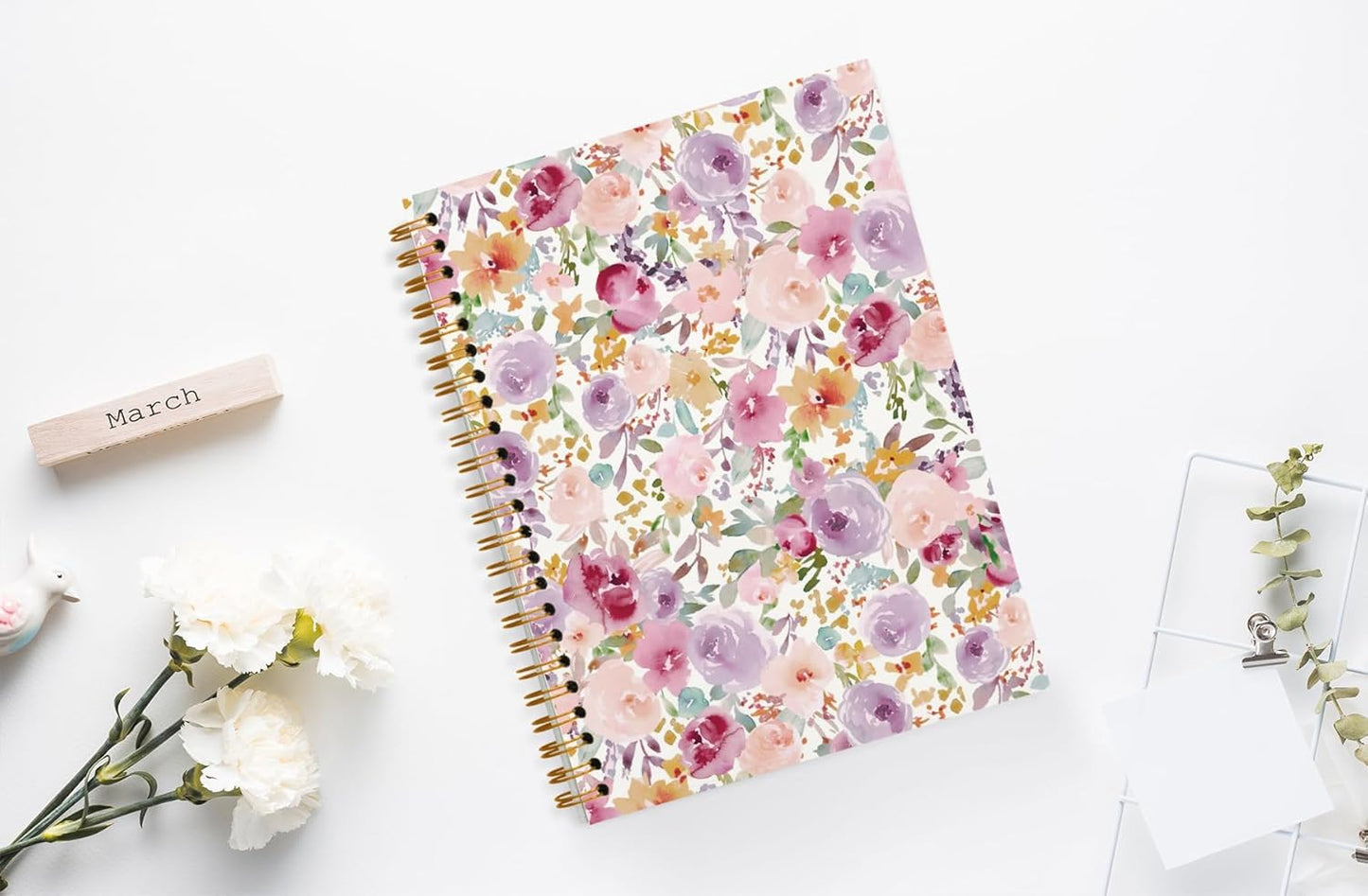 Vintage Spring Flowers Spiral Notebook 5.5x8.3,Retro Floral Cottagecore Notebook Journal for Work Office School Student Teacher,Gift for Flower Lovers